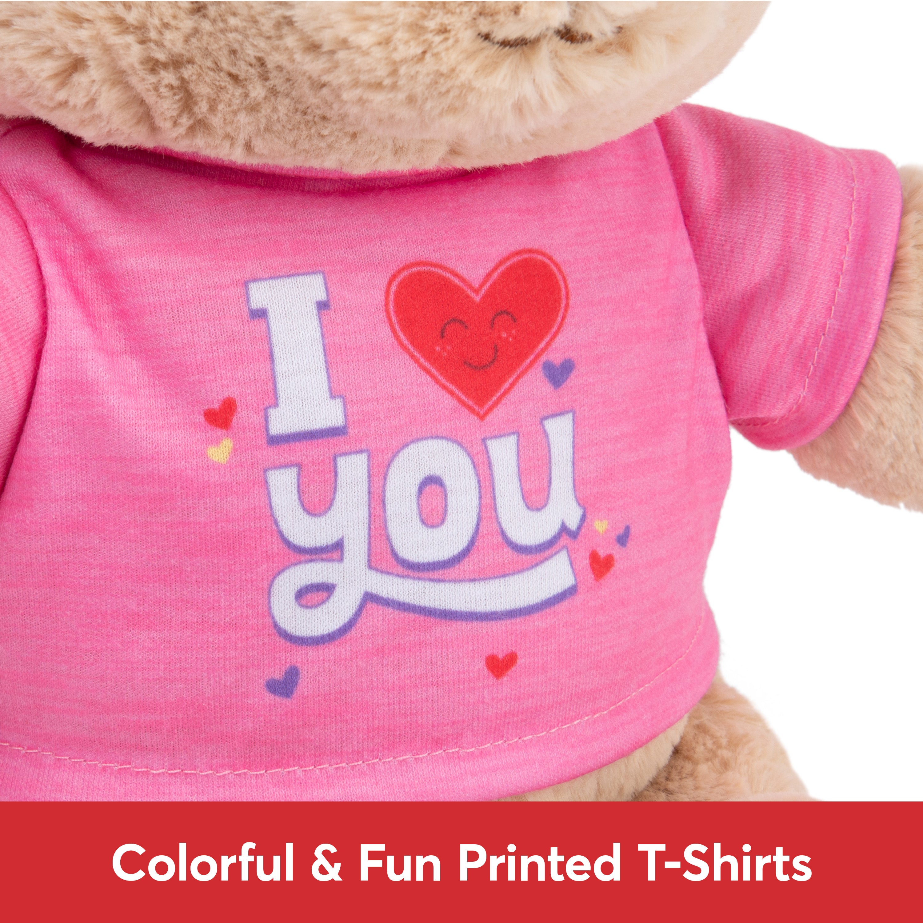 GUND “I Love You” Sustainable Message Bear with Pink T-Shirt, Teddy Bear Made from 100% Recycled Materials for Ages 1 and Up, Tan, 12”