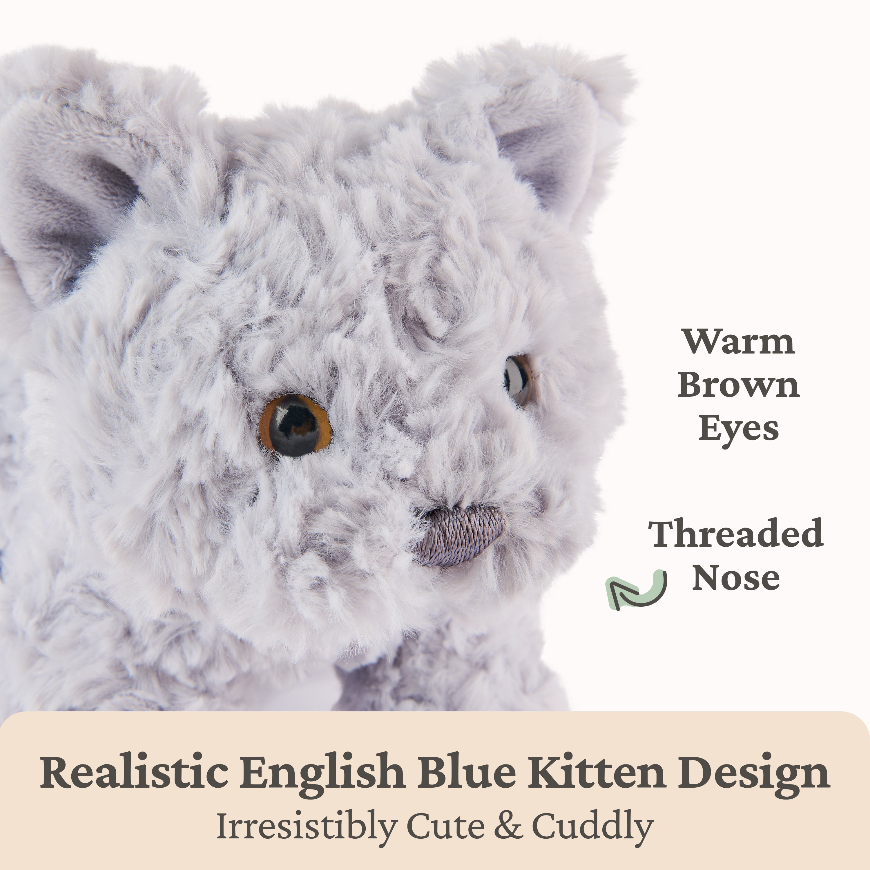 GUND Bootsie English Blue Kitten Plush Toy, Premium Cat Stuffed Animal for Ages 1 and Up, Gray, 9”