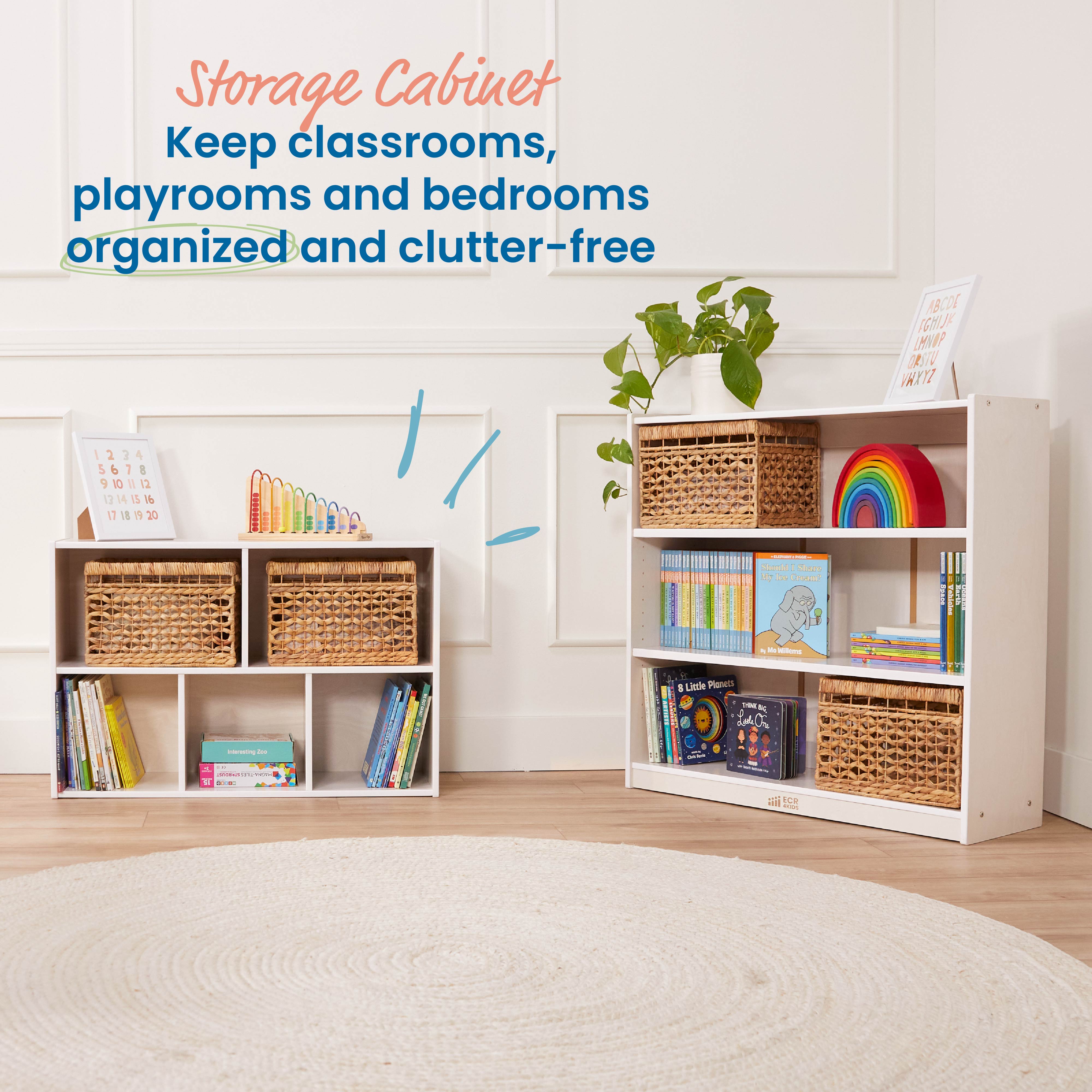 Streamline 5-Compartment Storage Cabinet 24in H - White Wash