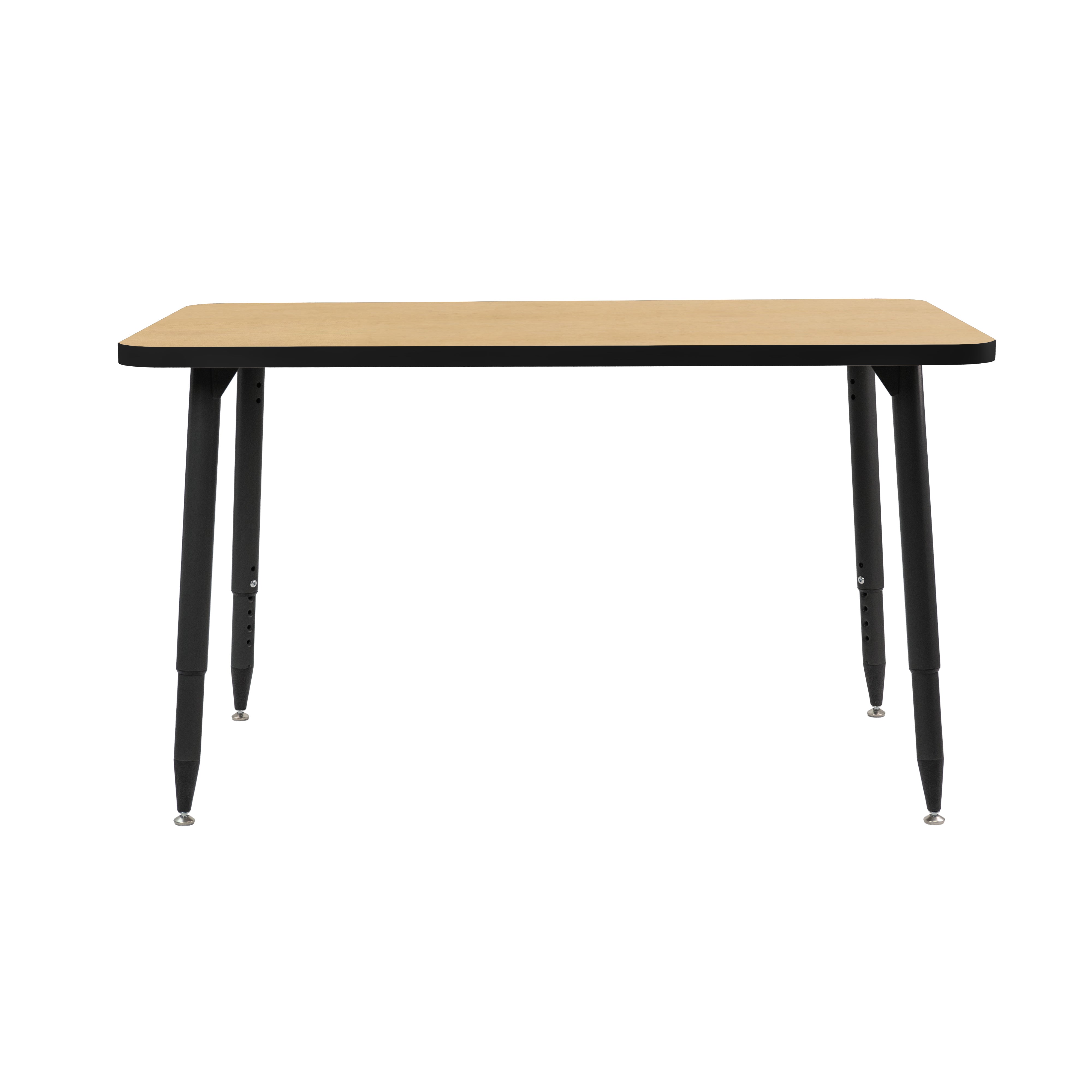 Adapte 30" x 48" Rectangle Thermofused Activity Table with Adjustable Tapered Legs - Maple/Black