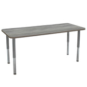24" x 72" Rectangle La Madera Activity Table with Adjustable Super Legs - Light Gray Wood/Silver