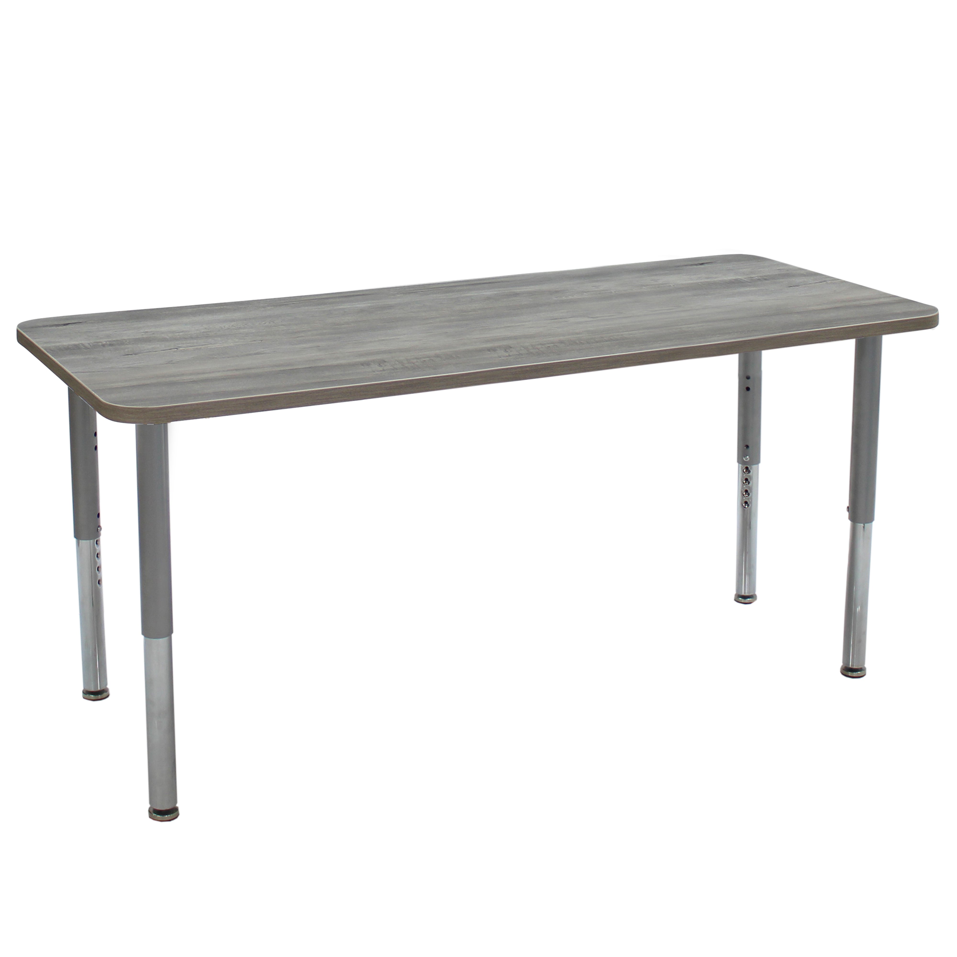 24" x 72" Rectangle La Madera Activity Table with Adjustable Super Legs - Light Gray Wood/Silver