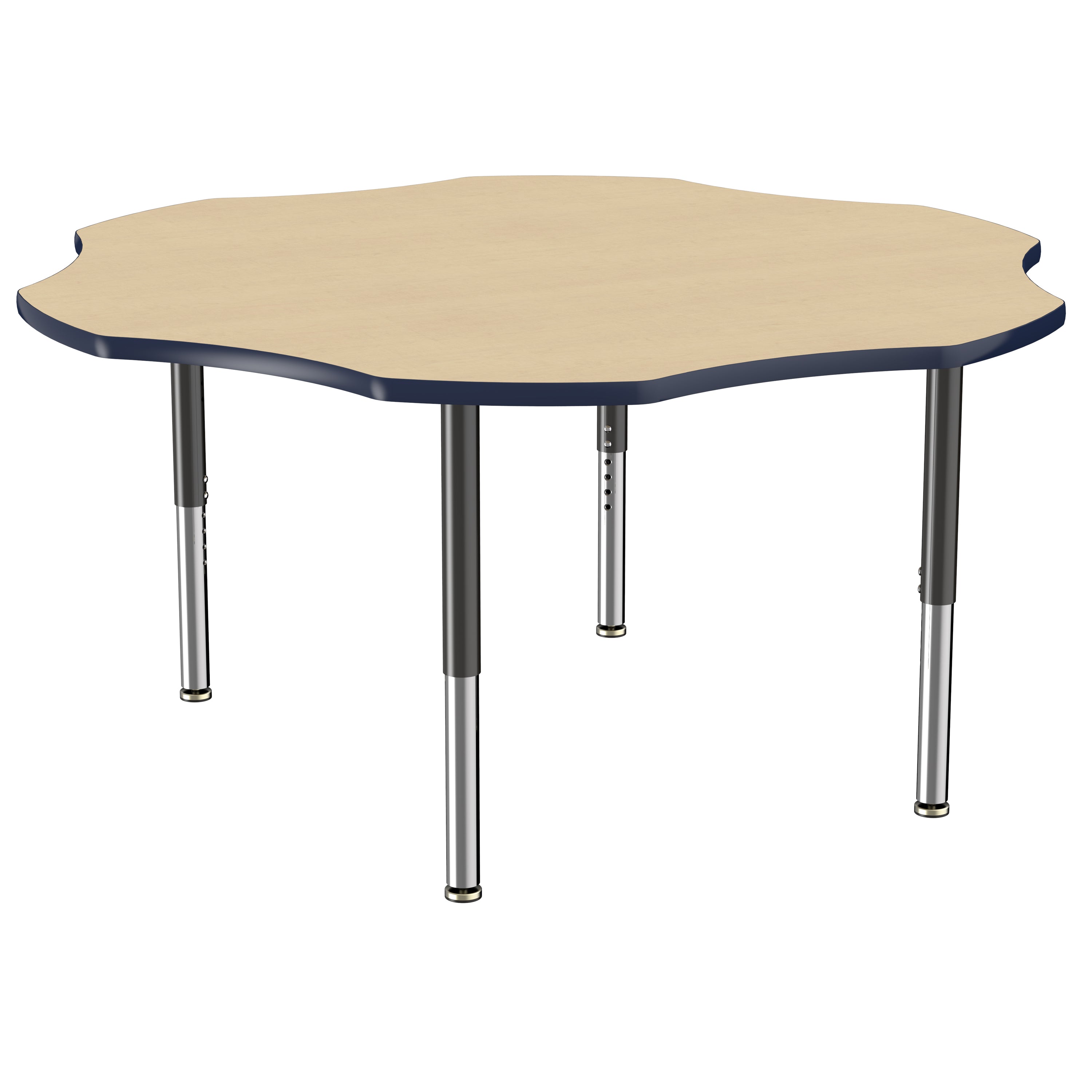 60" x 60" Flower T-Molding Activity Table with Adjustable Super Legs - Maple/Navy/Black