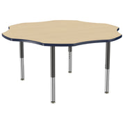 60" x 60" Flower T-Molding Activity Table with Adjustable Super Legs - Maple/Navy/Black