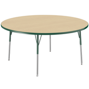 60" Round T-Molding Activity Table with Adjustable Standard Swivel Glide Legs - Maple/Green