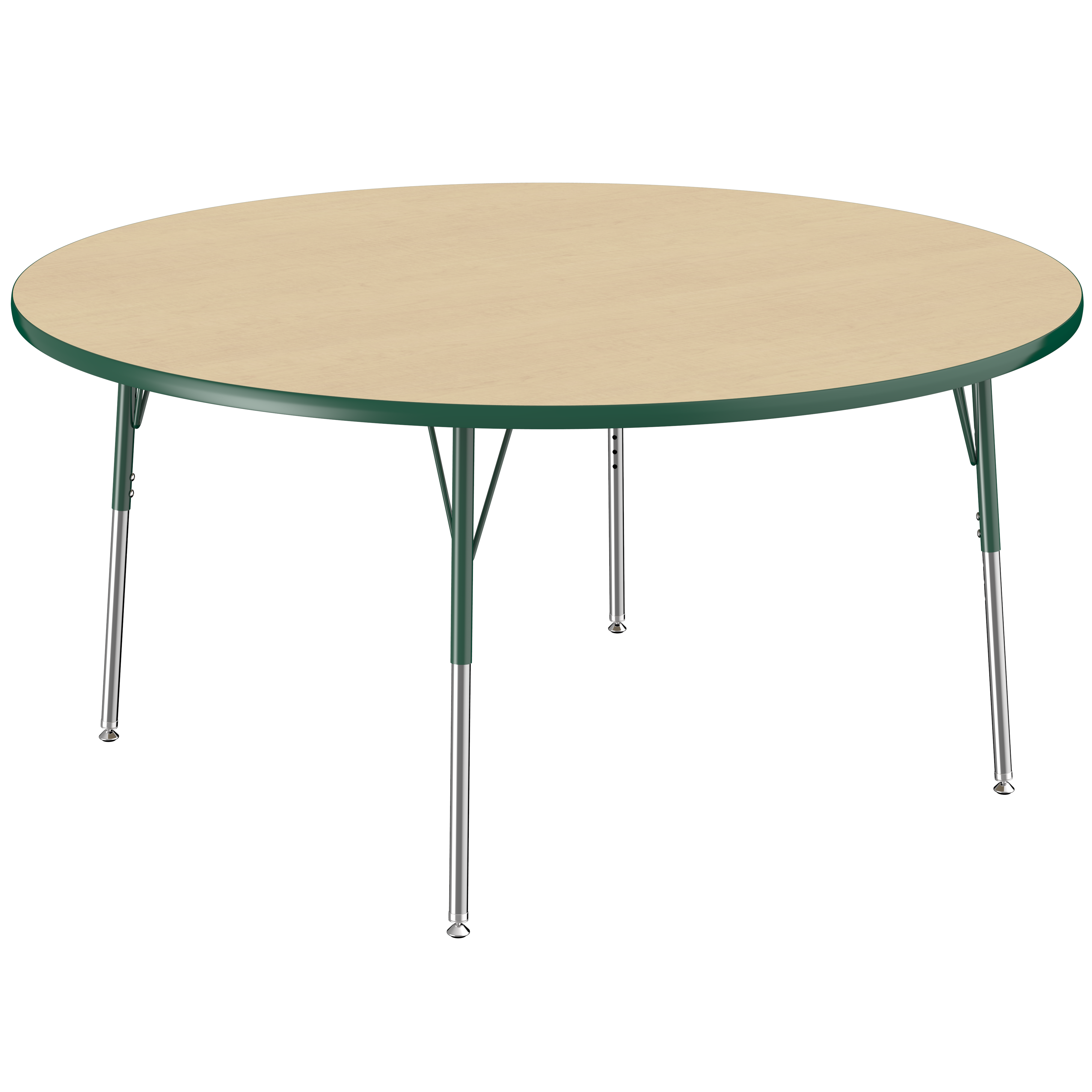 60" Round T-Molding Activity Table with Adjustable Standard Swivel Glide Legs - Maple/Green