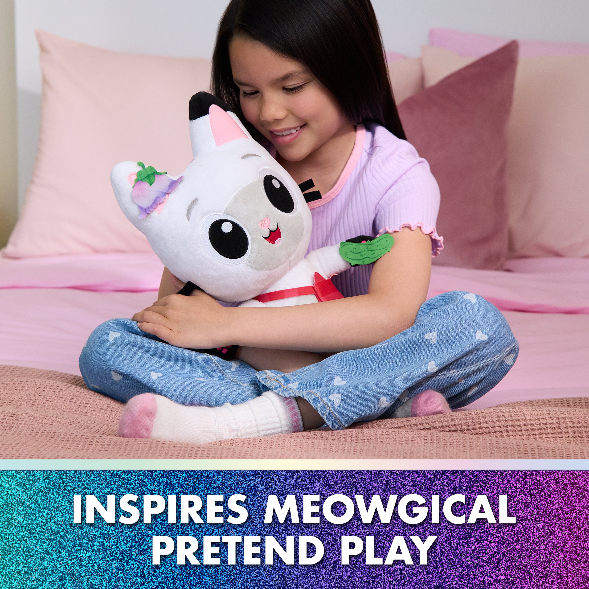 Gabby's Dollhouse: The Movie, Meow-mazing Interactive Pandy Paws Plush Toy with 3 Accessories & Removable Bag, Kids Toys for Girls & Boys Ages 3 and Up
