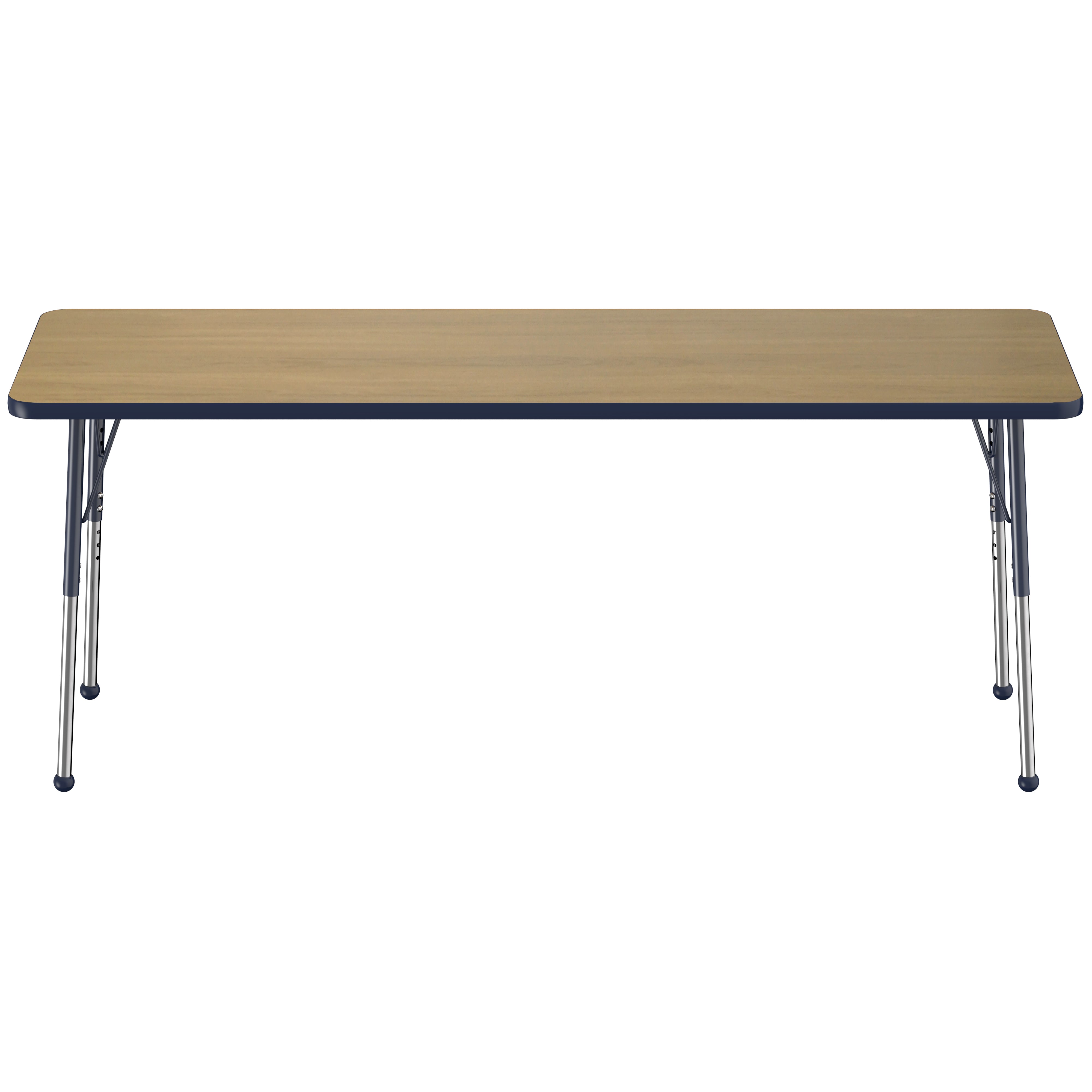 24" x 72" Rectangle T-Molding Activity Table with Adjustable Standard Ball Glide Legs - Pasadena Oak/Navy