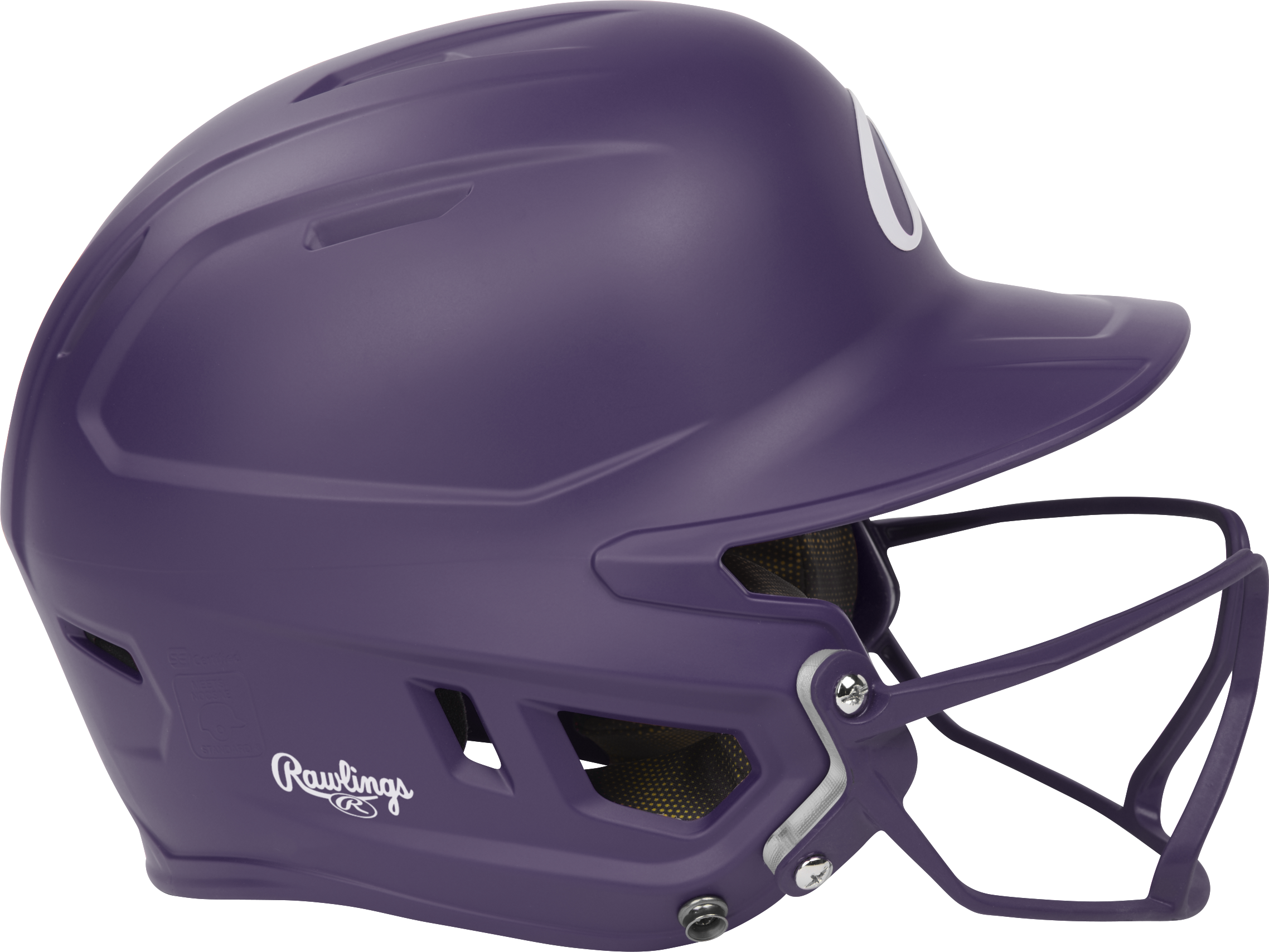 Rawlings Mach Hi-Viz Senior Matte Batting Helmet With Hi-Viz Face Guard - Purple