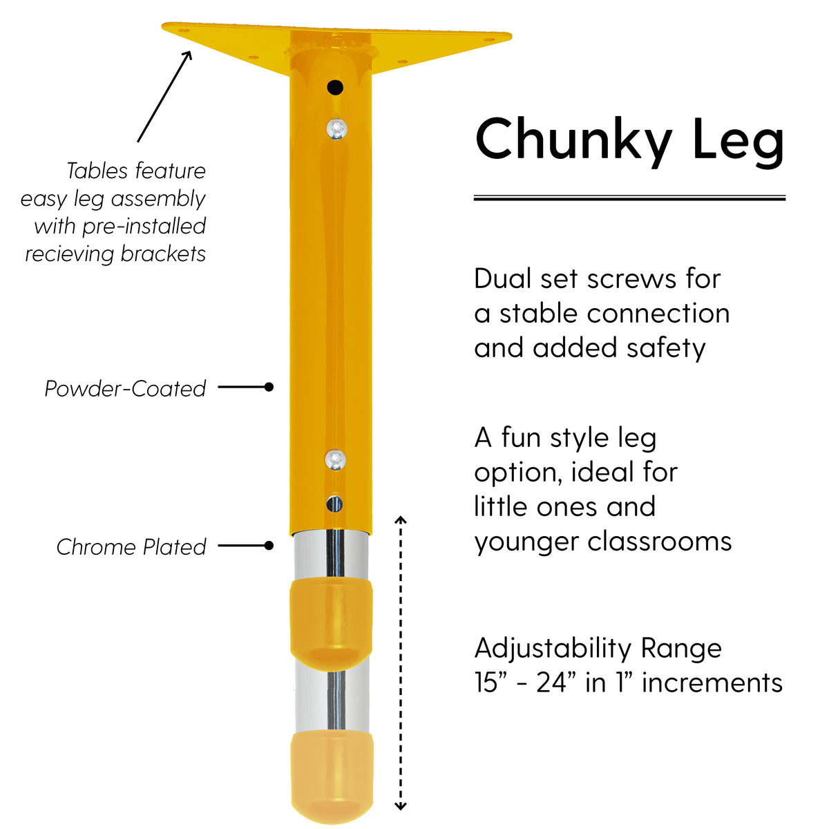 48" x 48" Clover T-Molding Activity Table with Adjustable Chunky Legs - Gray/Yellow