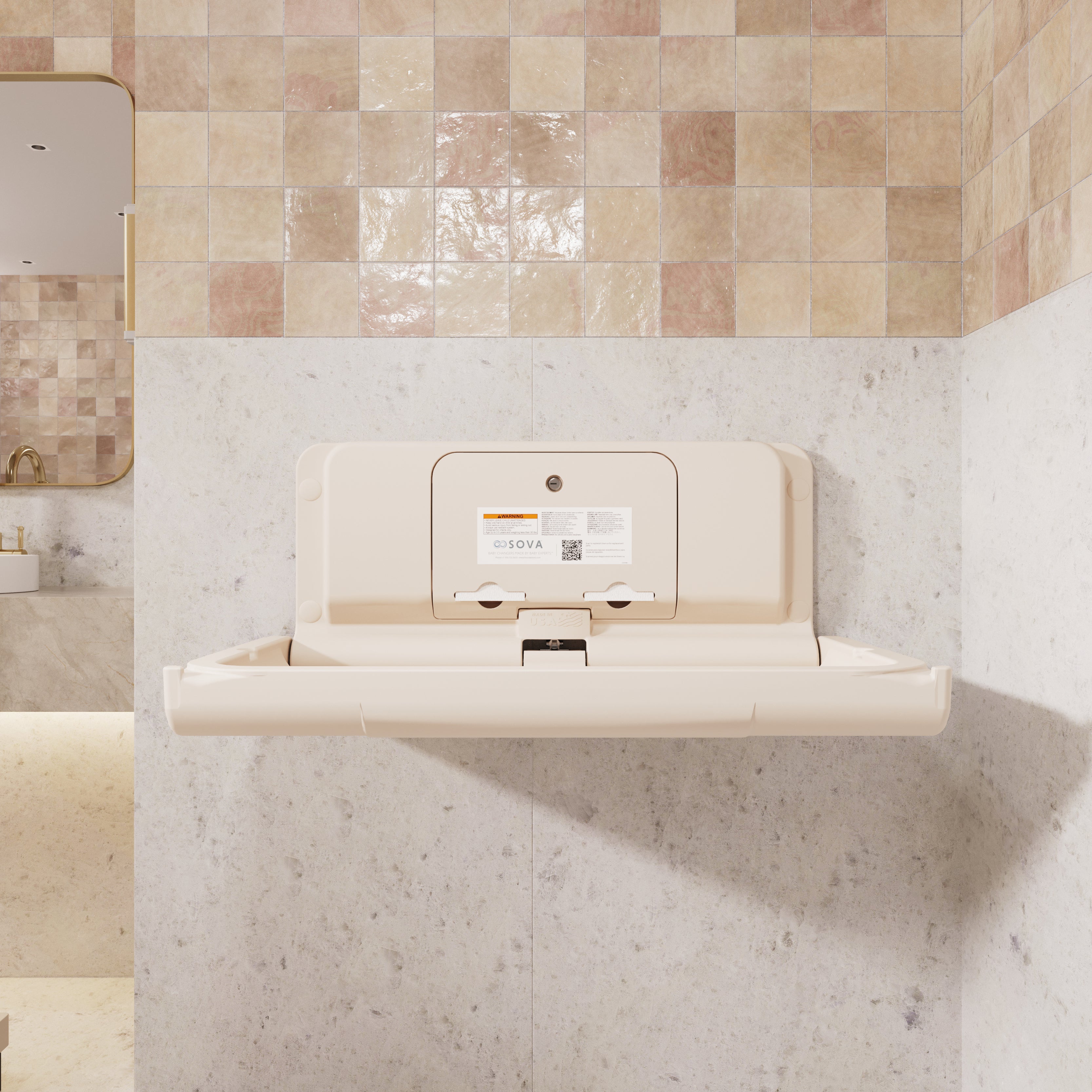 Span Horizontal Baby Changing Station w/ EZ Mount™ Backer Plate - Beige