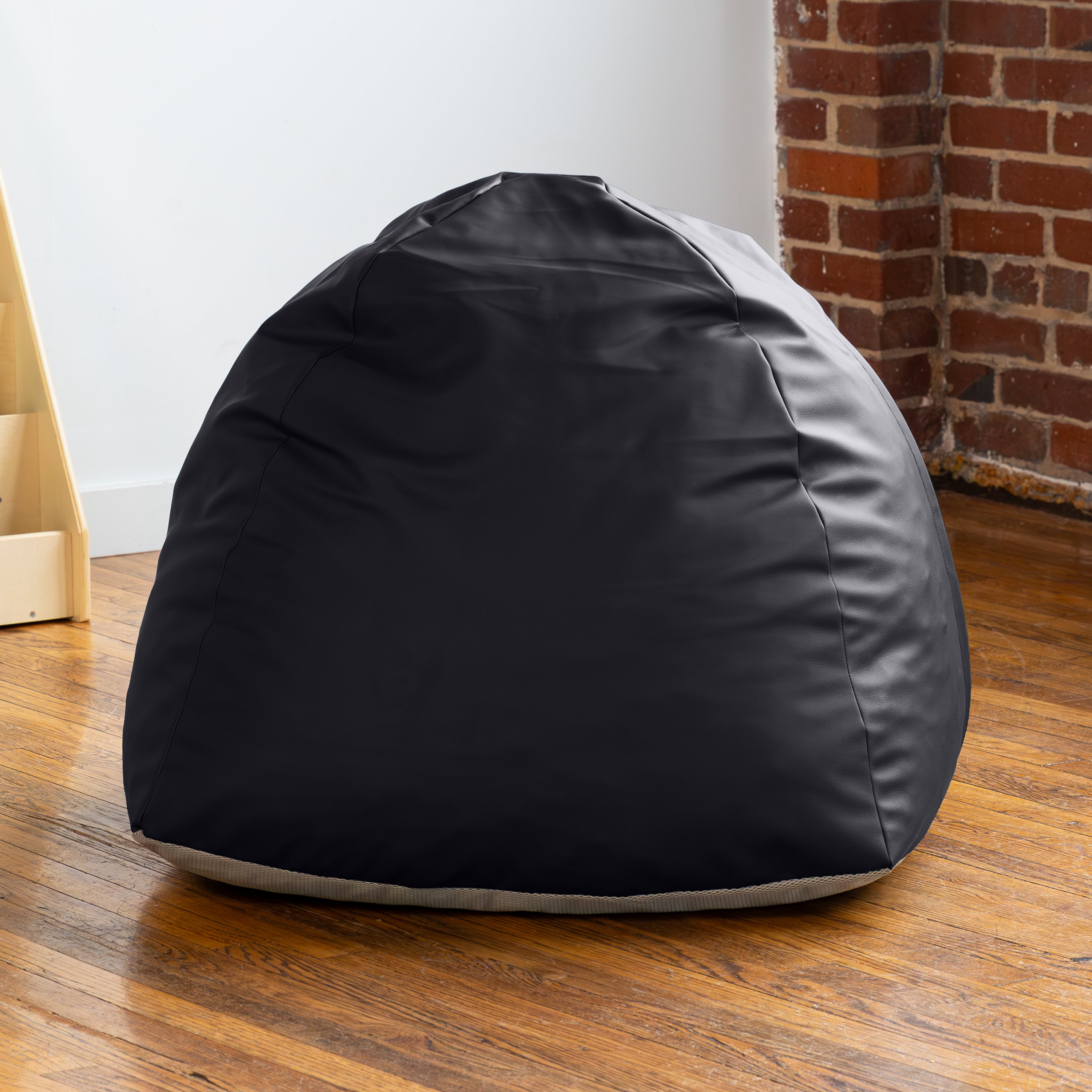 Jaxx Gumdrop Jr. Kids Bean Bag for Early Childhood & Educational Environments, Premium Vinyl - Black