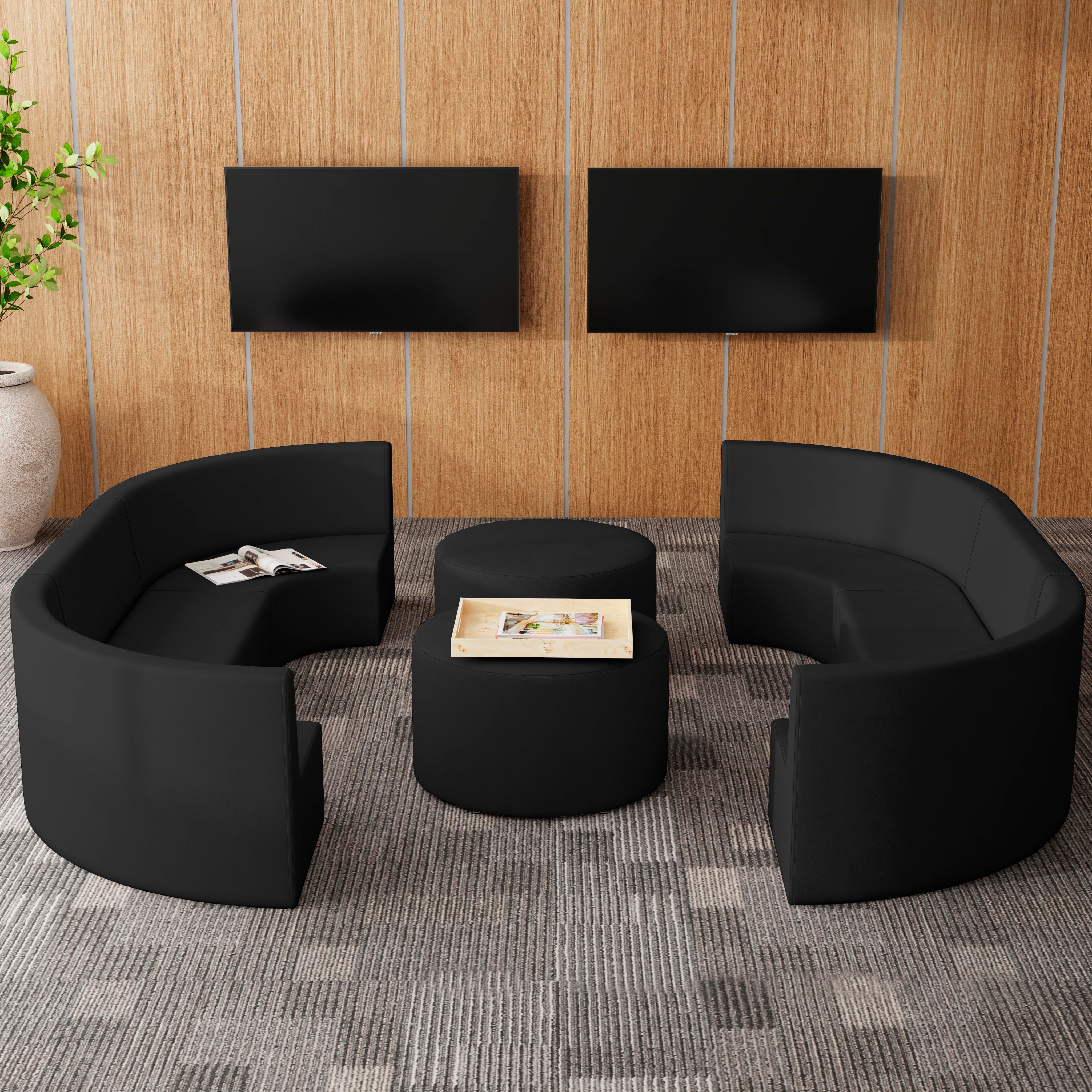 Pro Series Upholstered 30" Round Ottoman 18" Height - Black