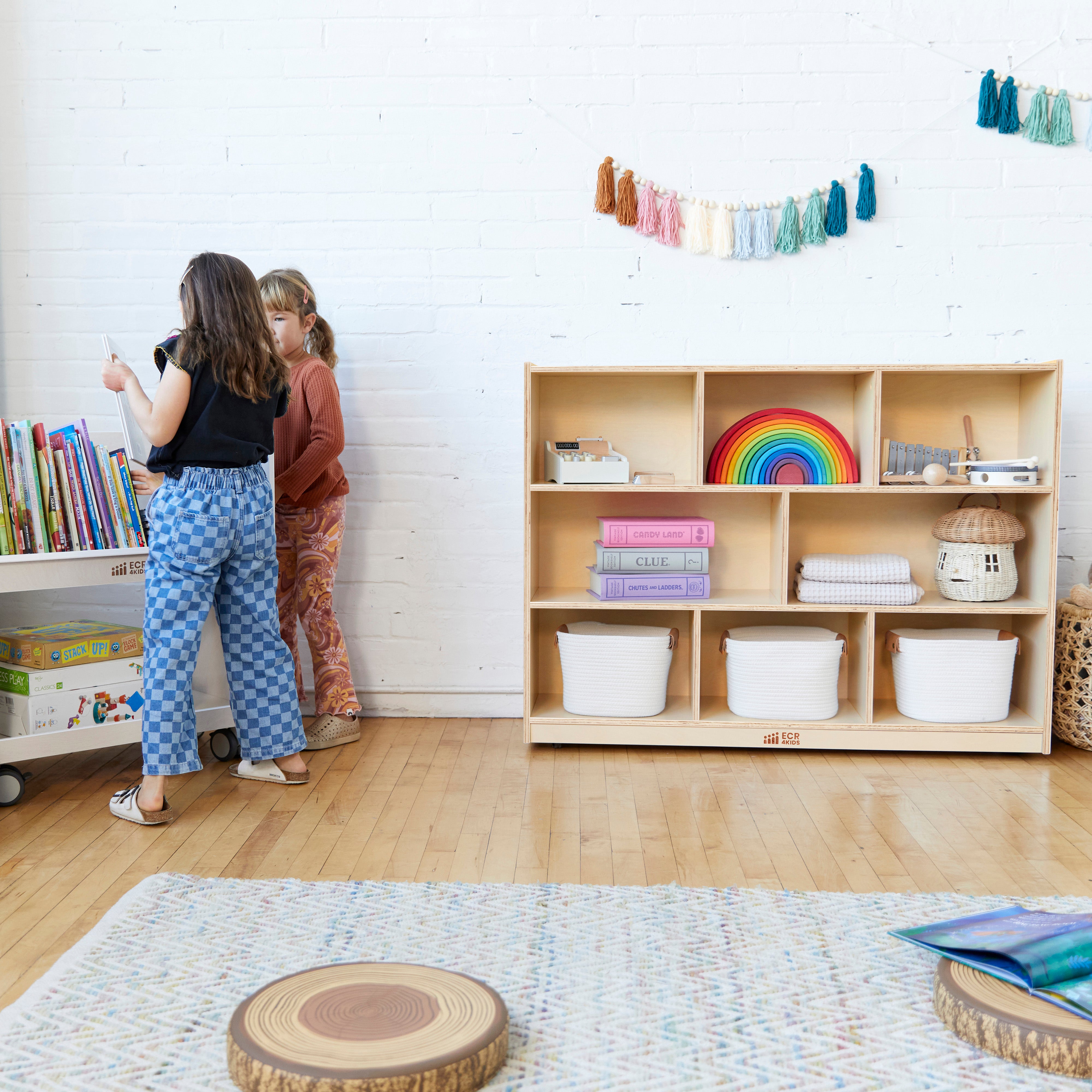 8-Compartment Storage Cabinet 36in H - Natural