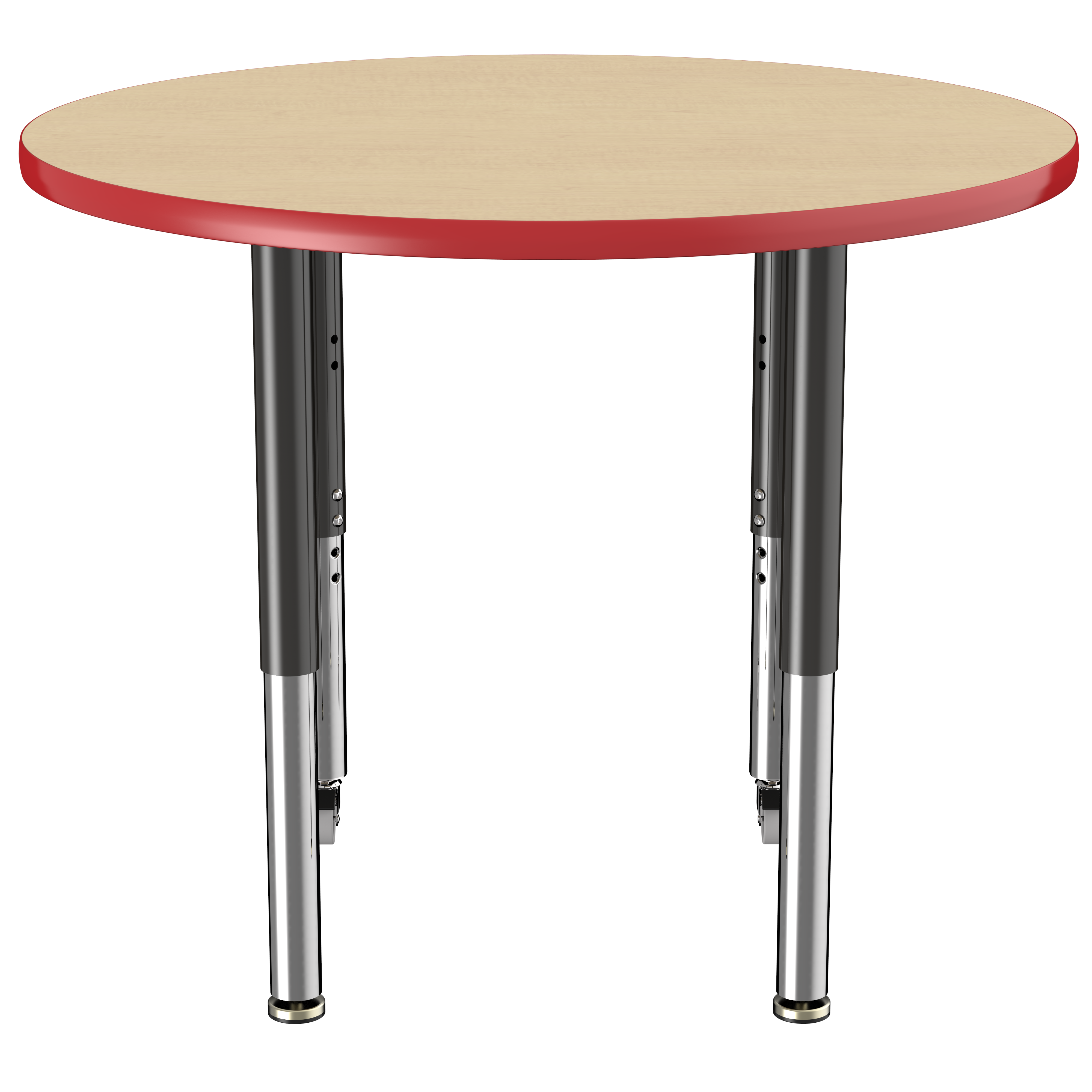 36" Round T-Molding Activity Table with Adjustable Super Legs - Maple/Red/Black