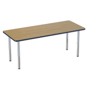 30" x 72" Rectangle Thermofused Activity Table with Adjustable Super Legs - Pasadena Oak/Navy/Silver