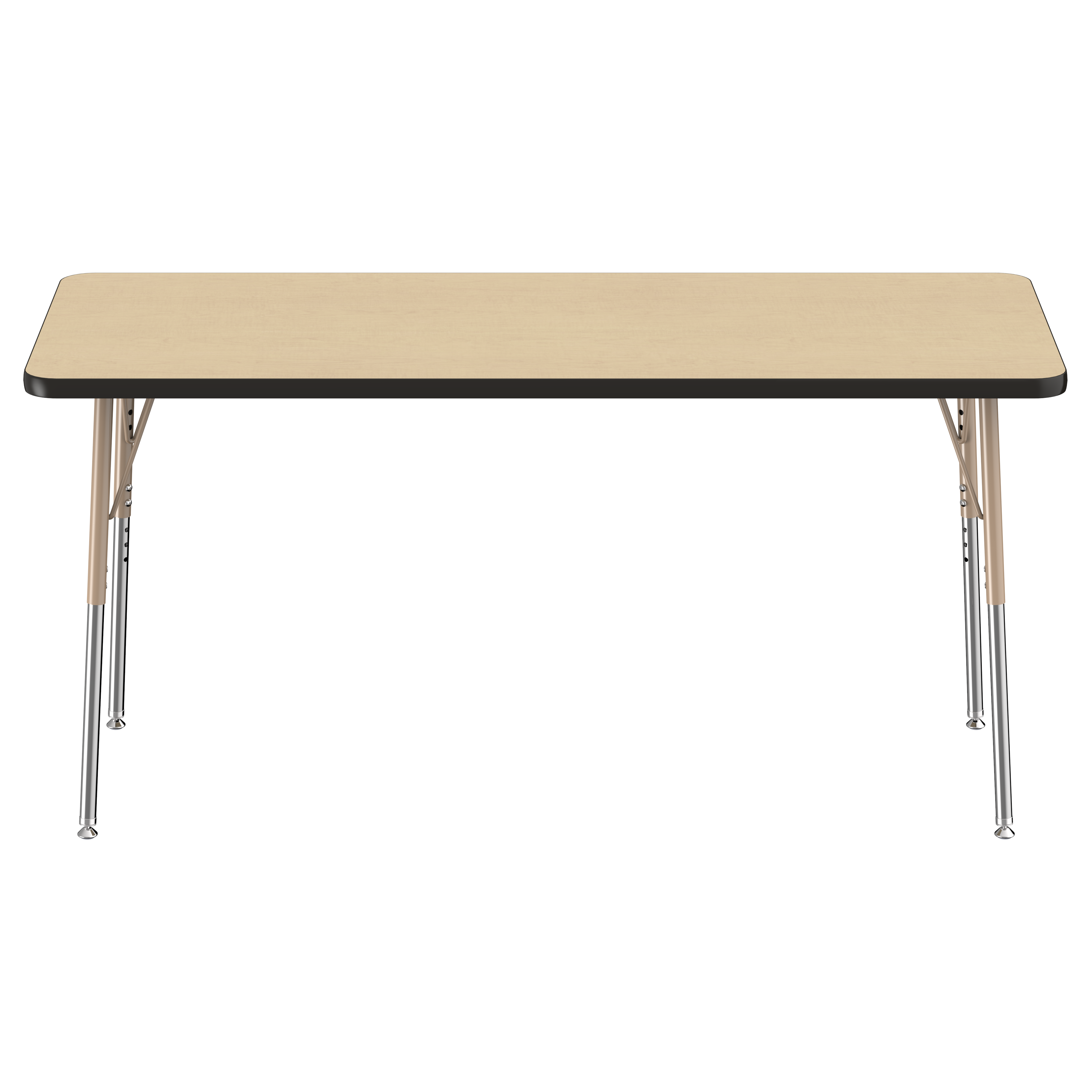 24" x 60" Rectangle T-Molding Activity Table with Adjustable Standard Swivel Glide Legs - Maple/Black/Sand