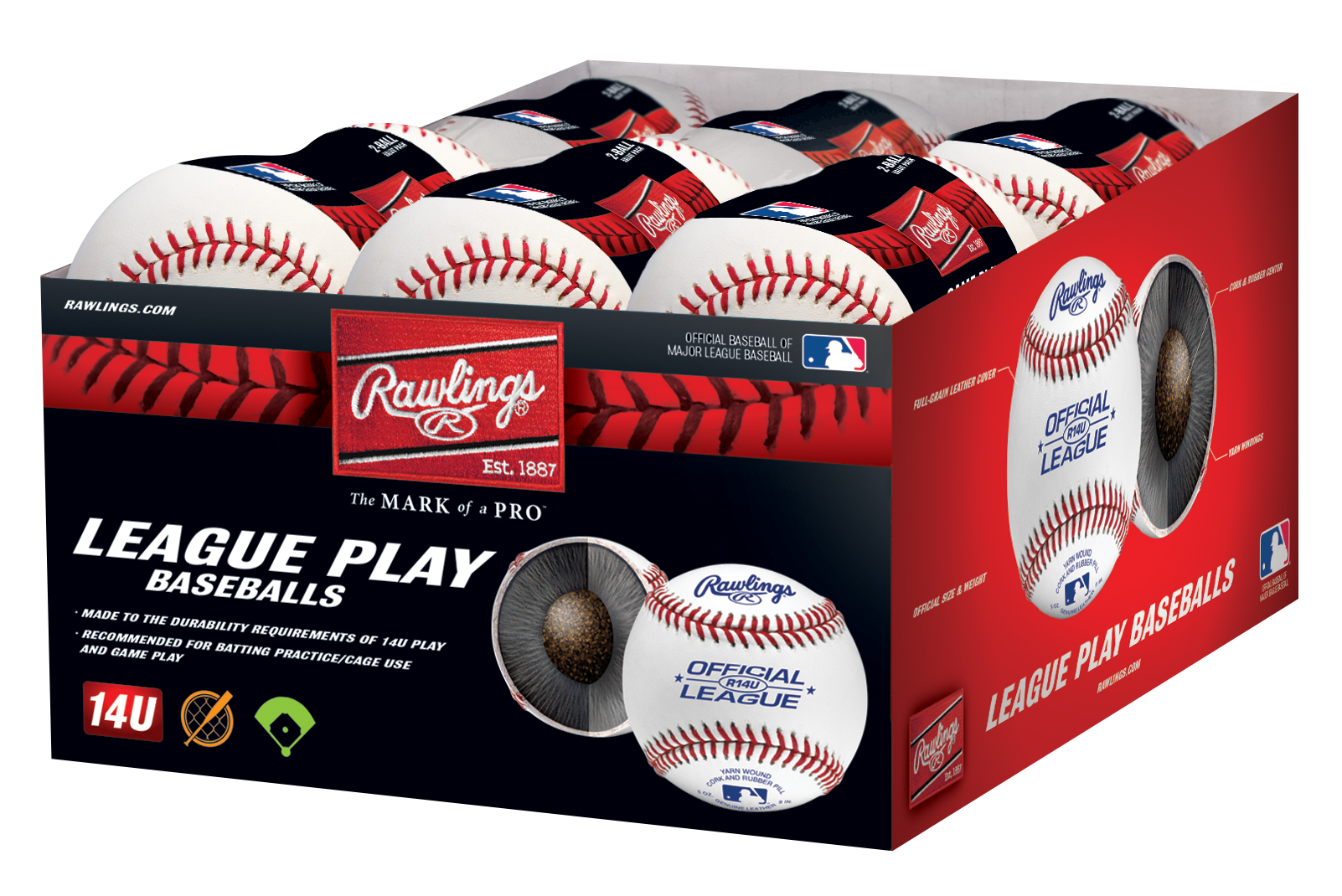 Rawlings 14 And Under Official League Baseball - 2 Dz Display Box
