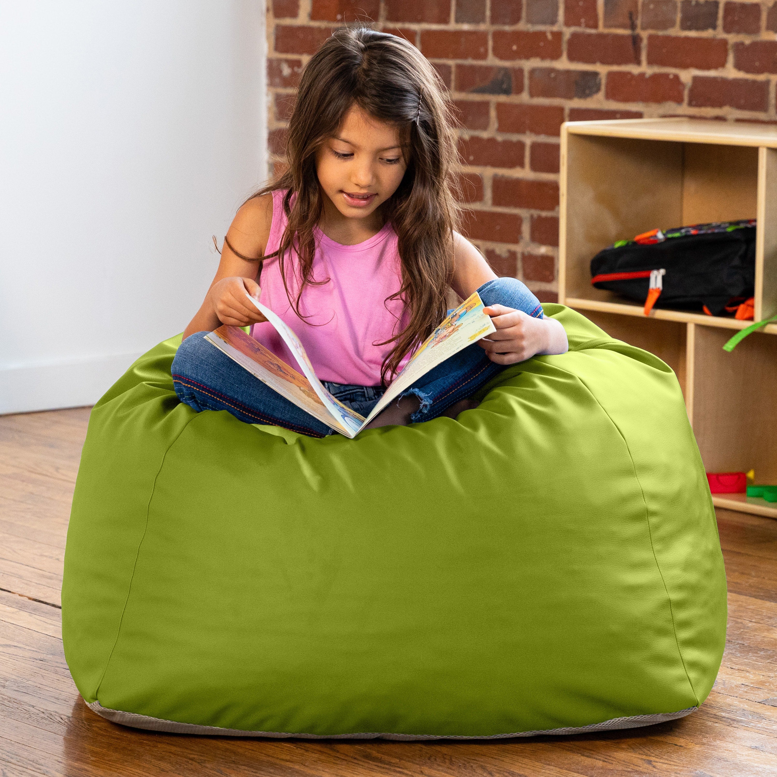 Jaxx Gumdrop Jr. Kids Bean Bag for Early Childhood & Educational Environments, Premium Vinyl - Green