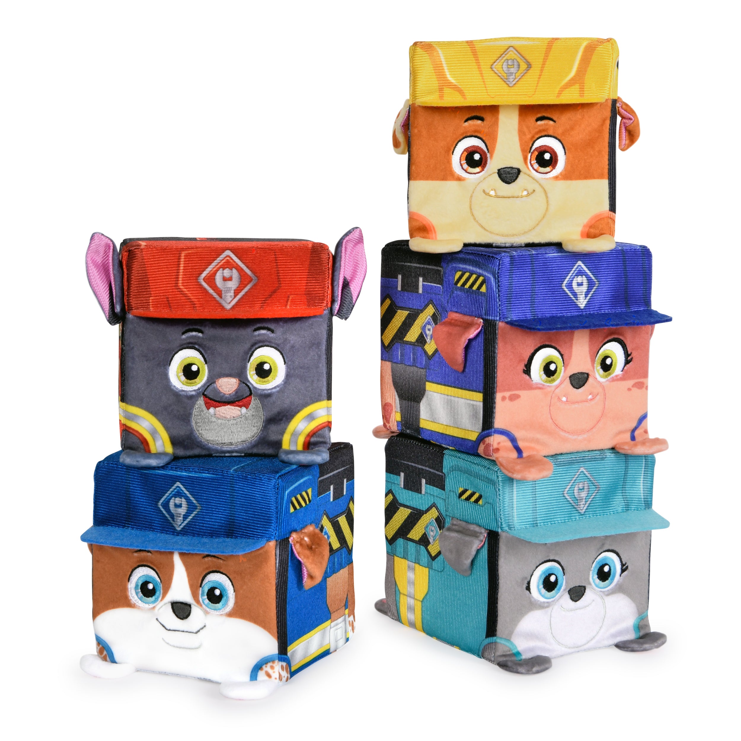 Rubble and Crew Stuffed Animals, 4-Inch Cube-Shaped Plush Toy for Kids Ages 3 and Up Styles May Vary