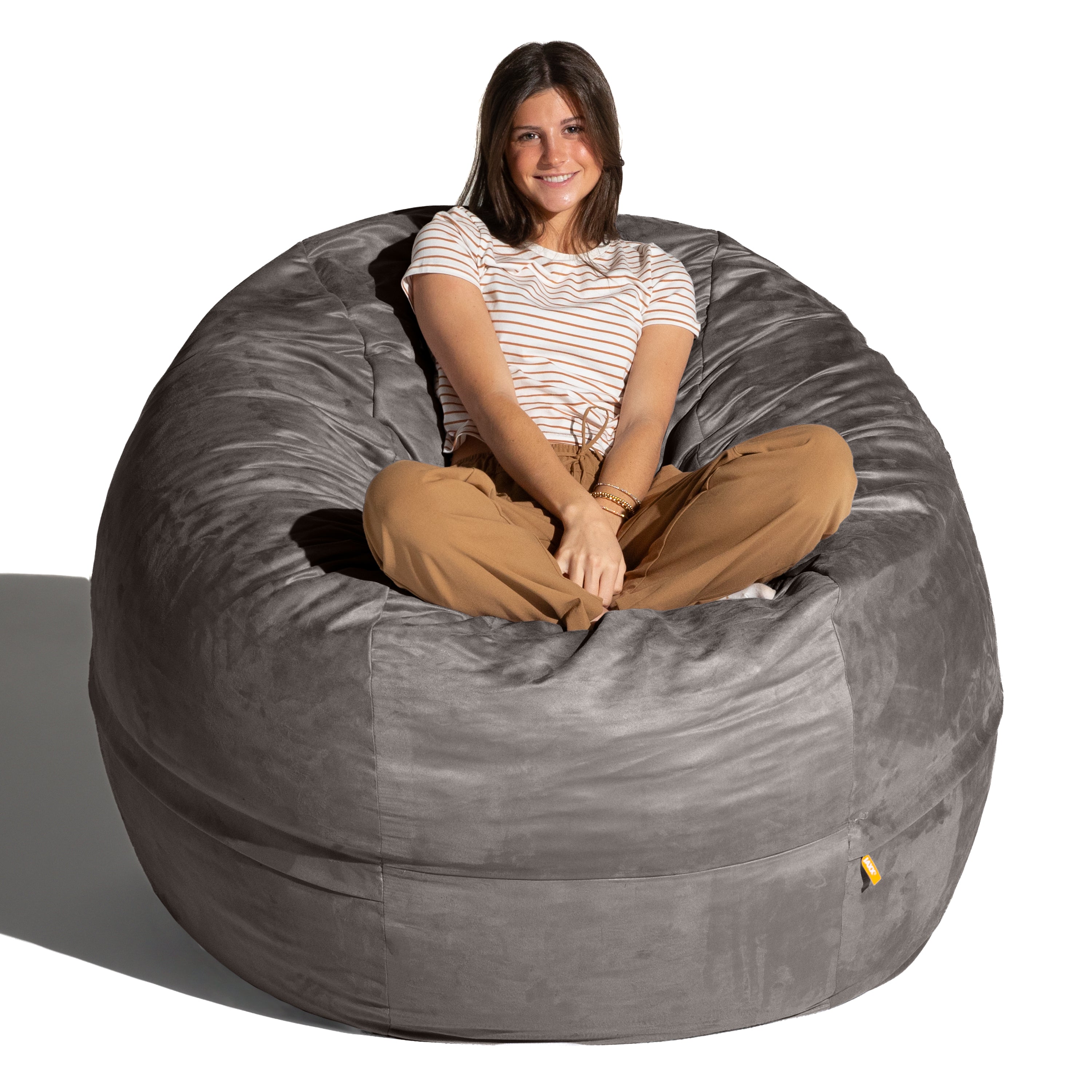 Jaxx Basics 5 Foot Large Adult Bean Bag Chair, Oversized with Filler, Gray