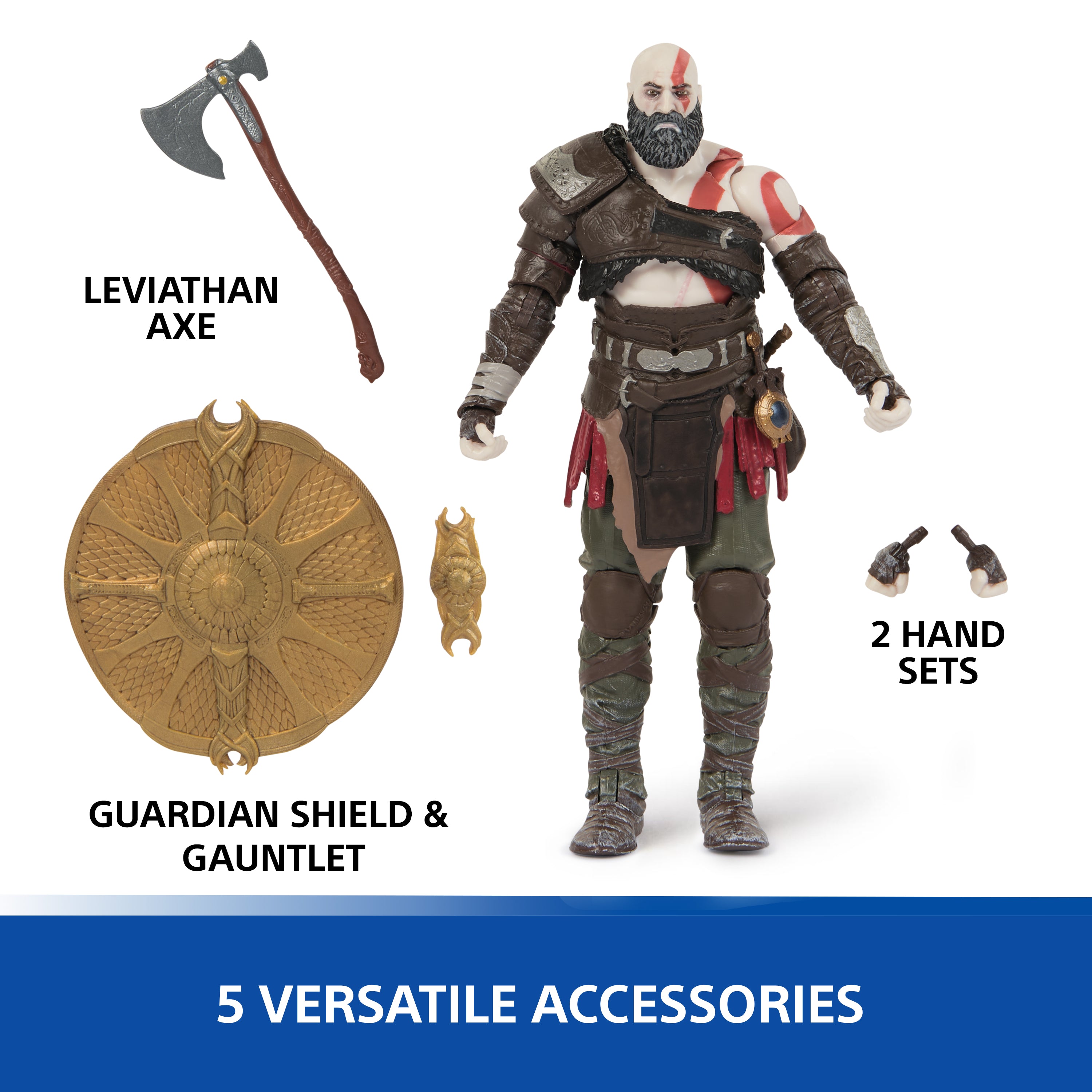 PlayStation God of War Ragnarök, 6” Kratos Action Figure with 5 Accessories, The Shapes Collection, For PS5 Fans & Collectors Ages 17+
