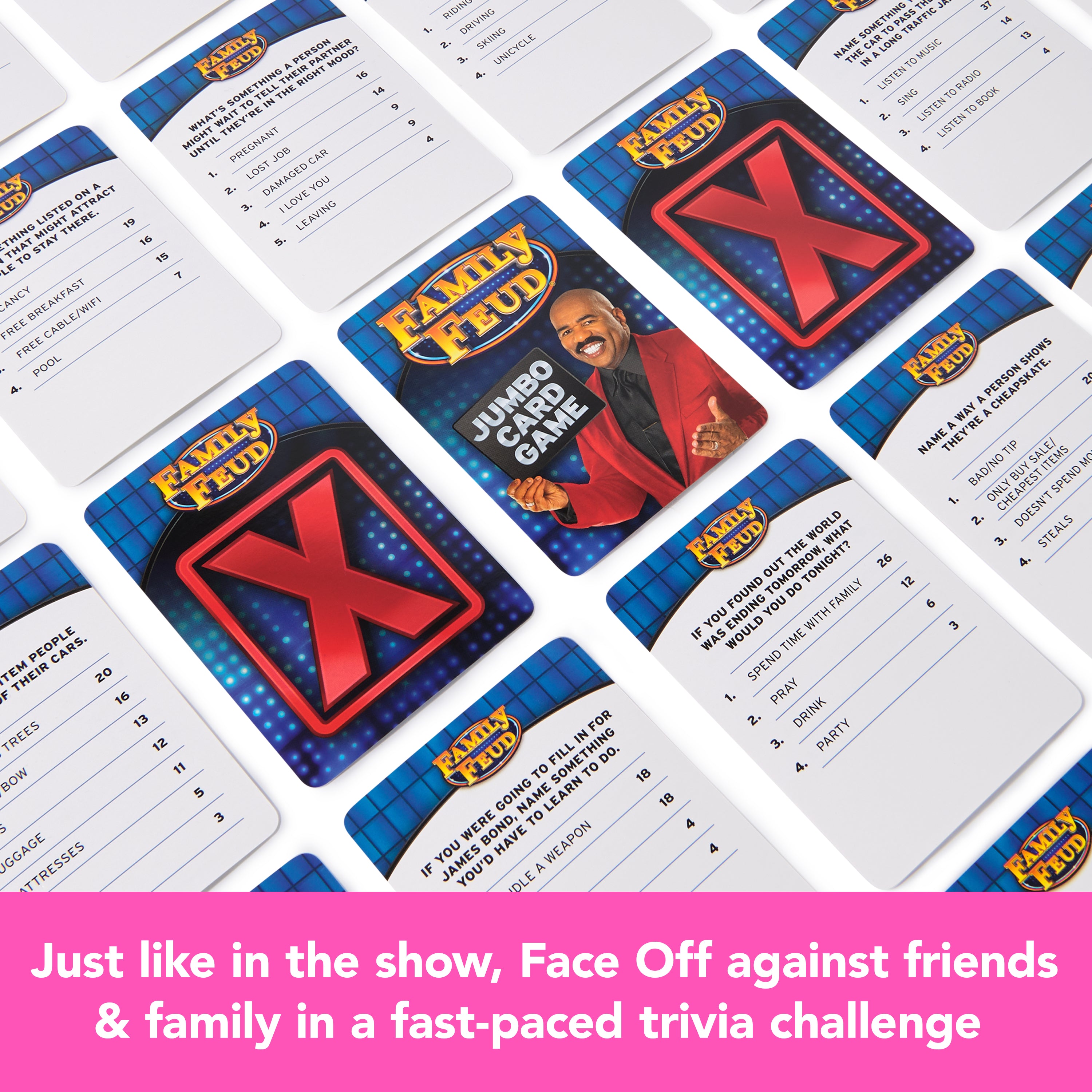 Family Feud Jumbo Card Game, Play as Steve Harvey, Family Feud Game for Hilarious Family Fun, Kids Games, Family Games for Game Night, Ages 8+