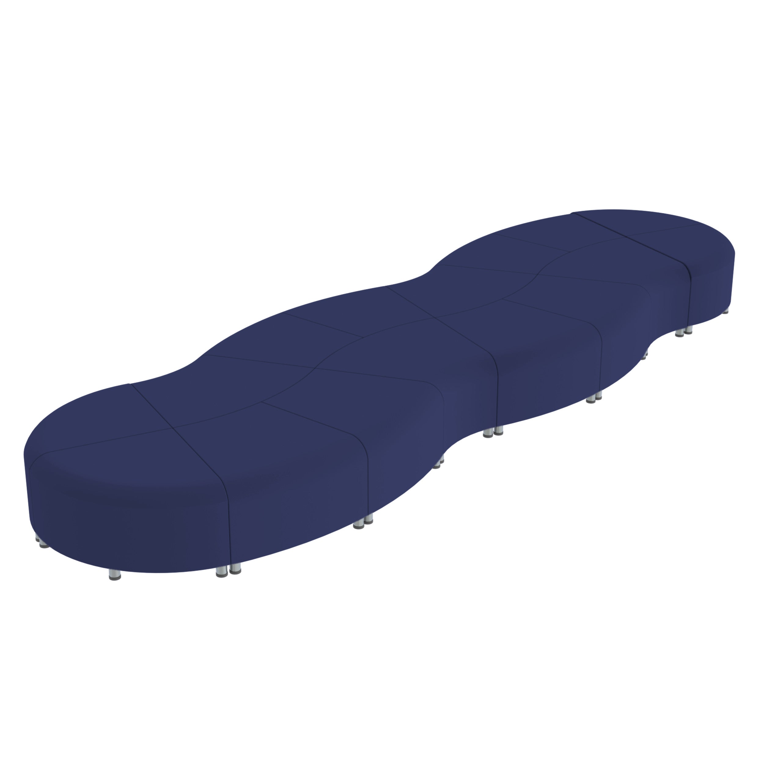 Pro Series Connect Curved Swell Backless Seating, 16-Piece Set - Navy