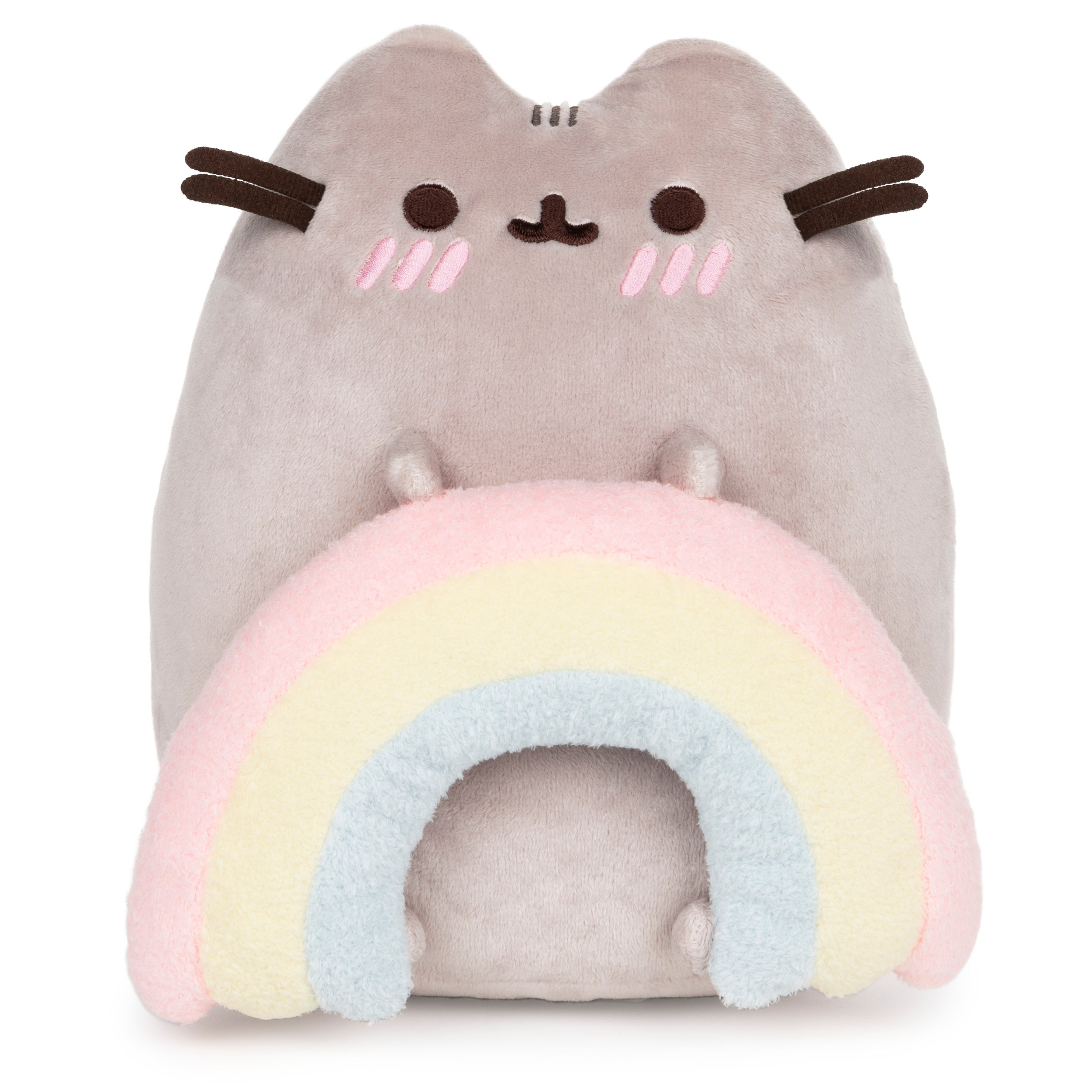 GUND Pusheen with Rainbow Plush Toy, Kawaii Cat Stuffed Animal for Ages 8 and Up, Gray/Rainbow, 9.5”