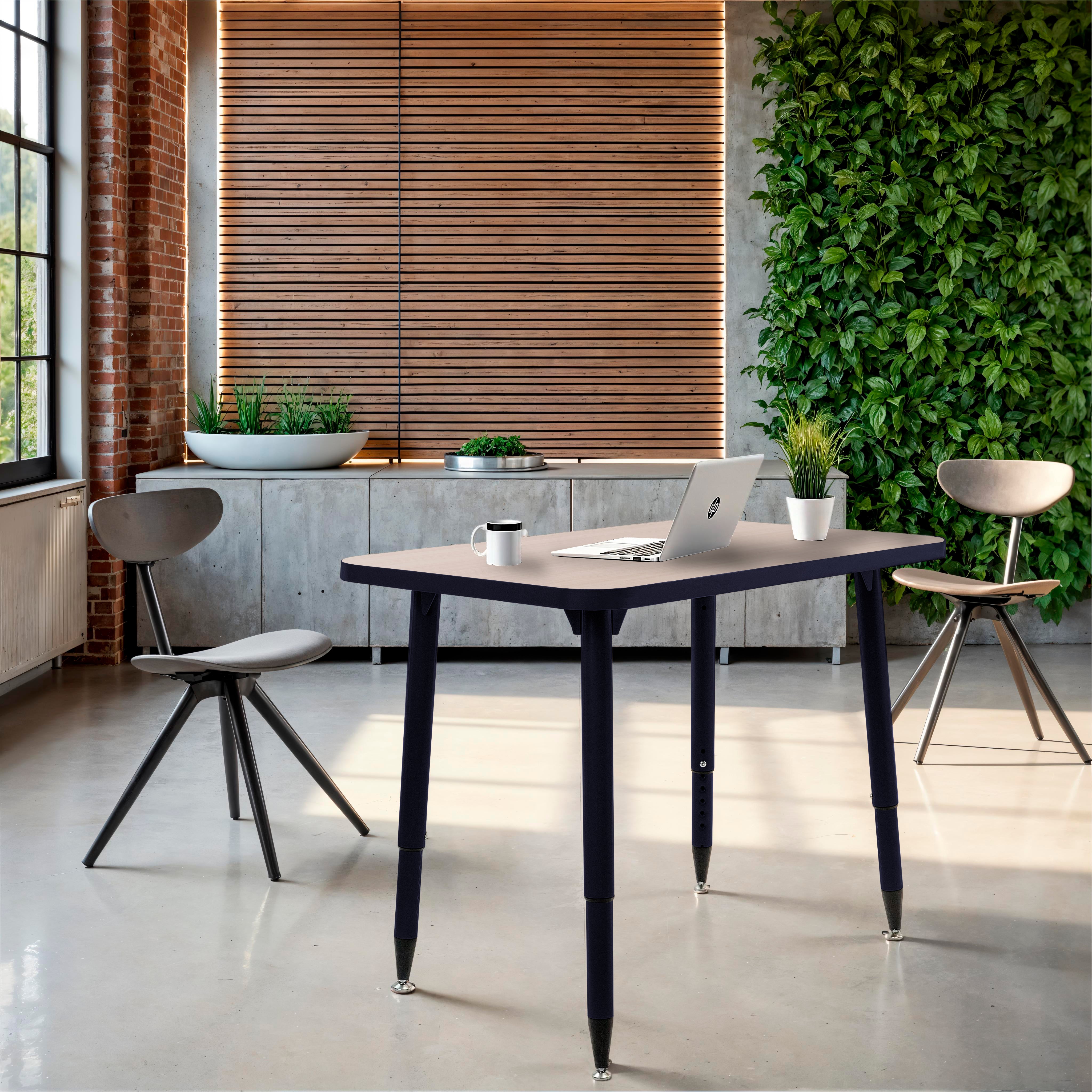 Adapte 24" x 36" Rectangle Thermofused Activity Table with Adjustable Tapered Legs - Asian Sand/Navy