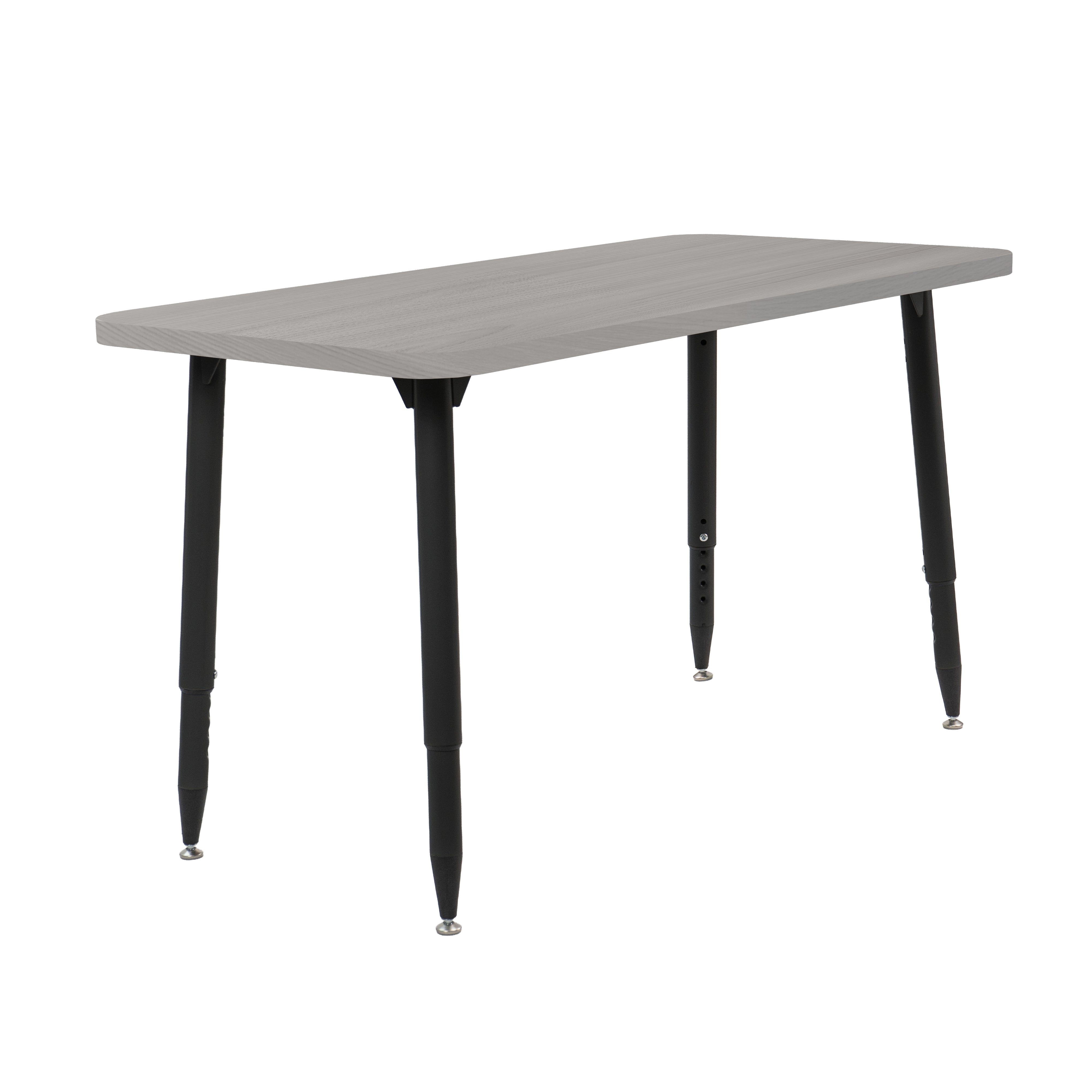 Adapte 24" x 48" Rectangle Woodgrain Activity Table with Adjustable Tapered Legs - Light Gray Wood/Black