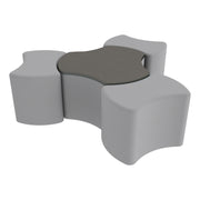 Pro Series Cog Ottoman Table with Bowtie 18" H Seating, 4-Piece Set - Gray/Cosmic Strandz