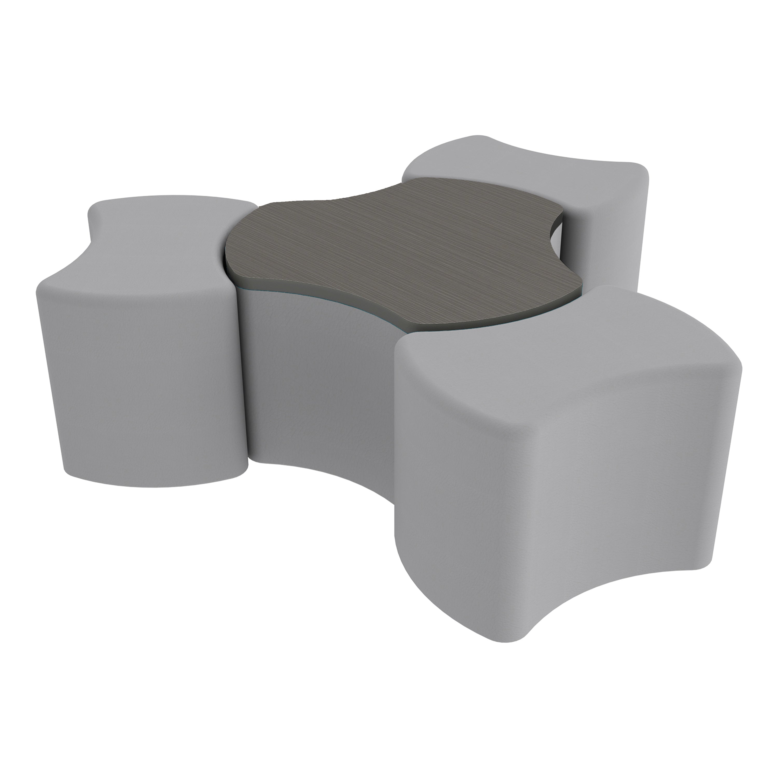 Pro Series Cog Ottoman Table with Bowtie 18" H Seating, 4-Piece Set - Gray/Cosmic Strandz