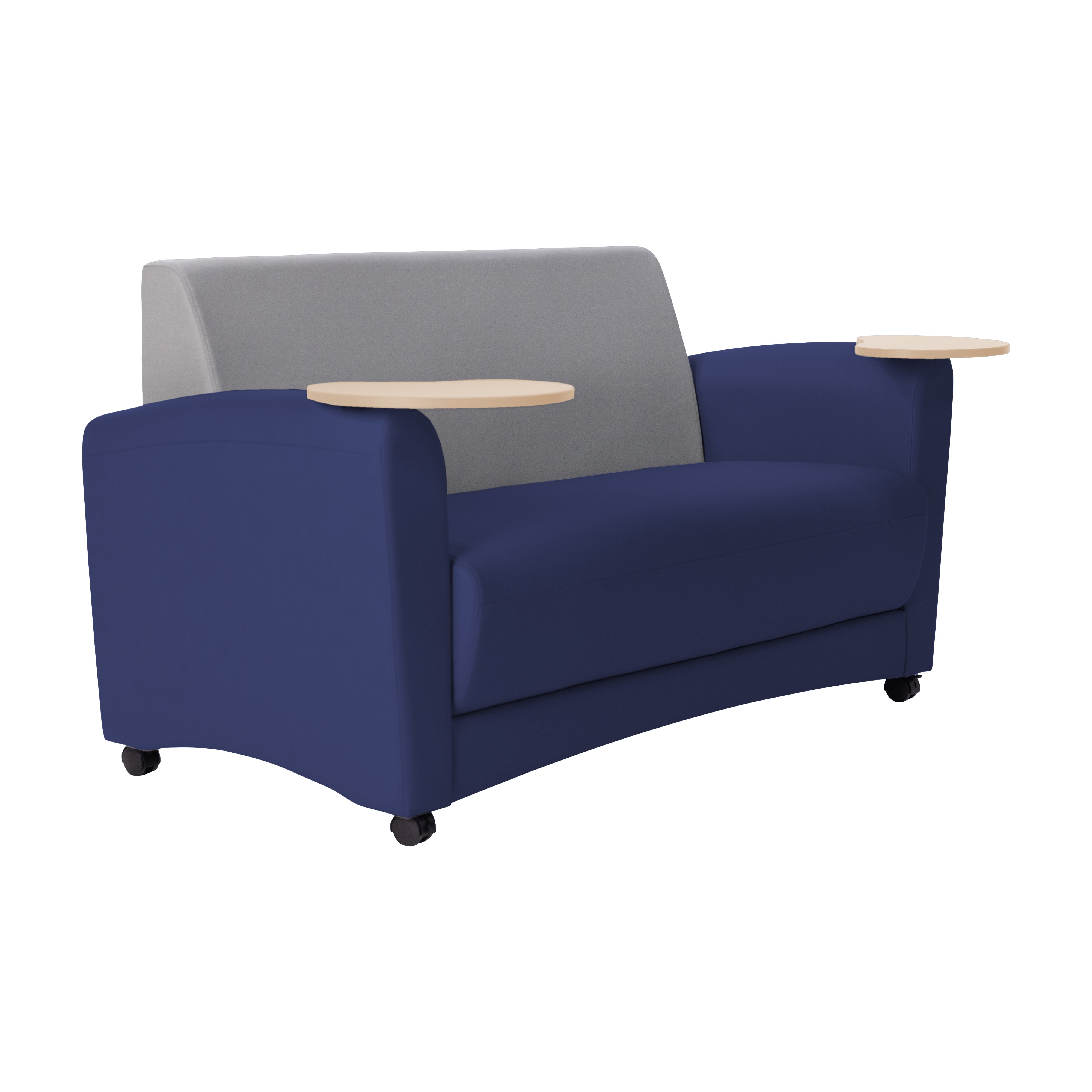 Pro Series Upholstered Common Area Sofa with Tablet - Navy/Gray/Maple Grain