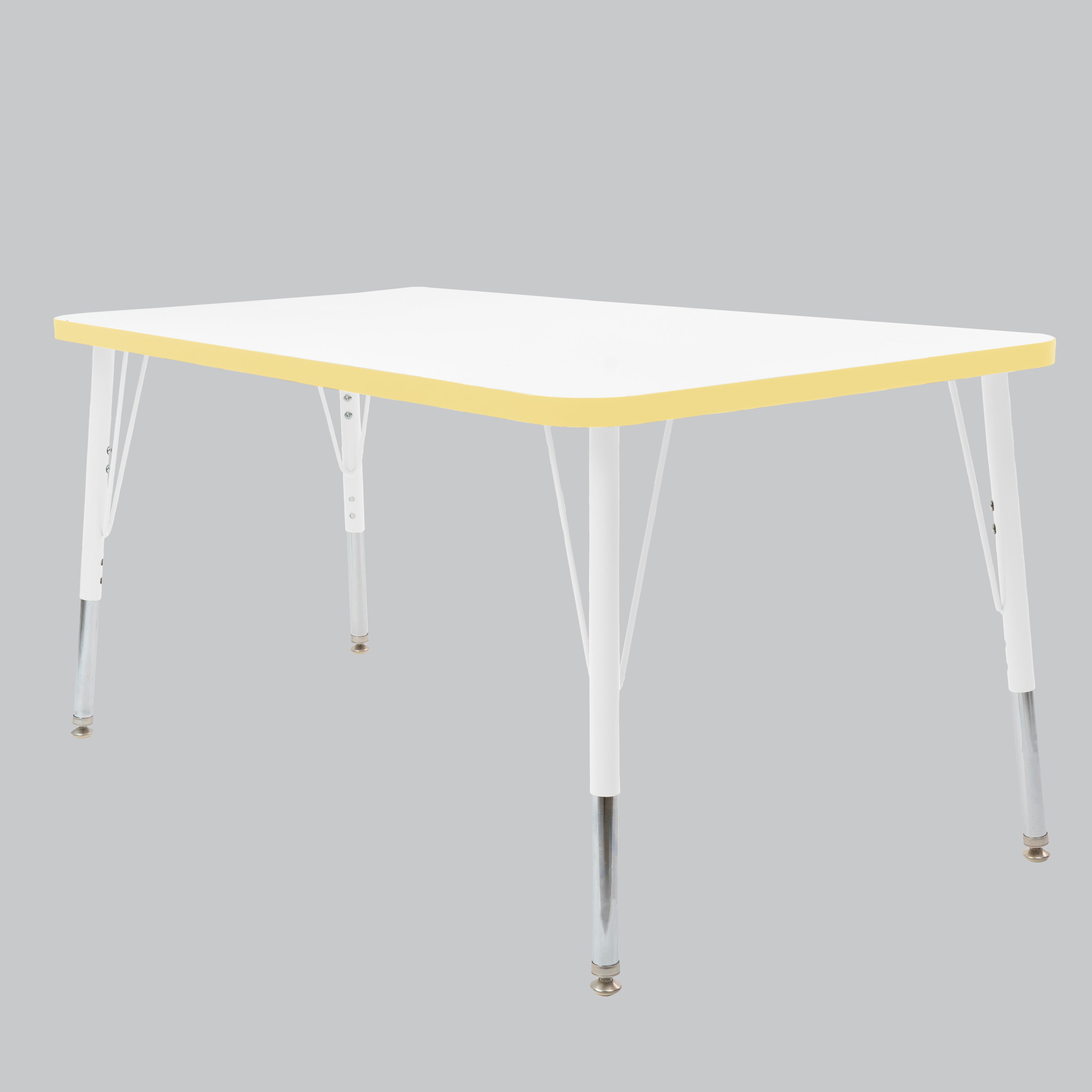 30" x 48" Rectangle Thermofused Activity Table with Adjustable Standard Swivel Glide Legs - White/Squash/White