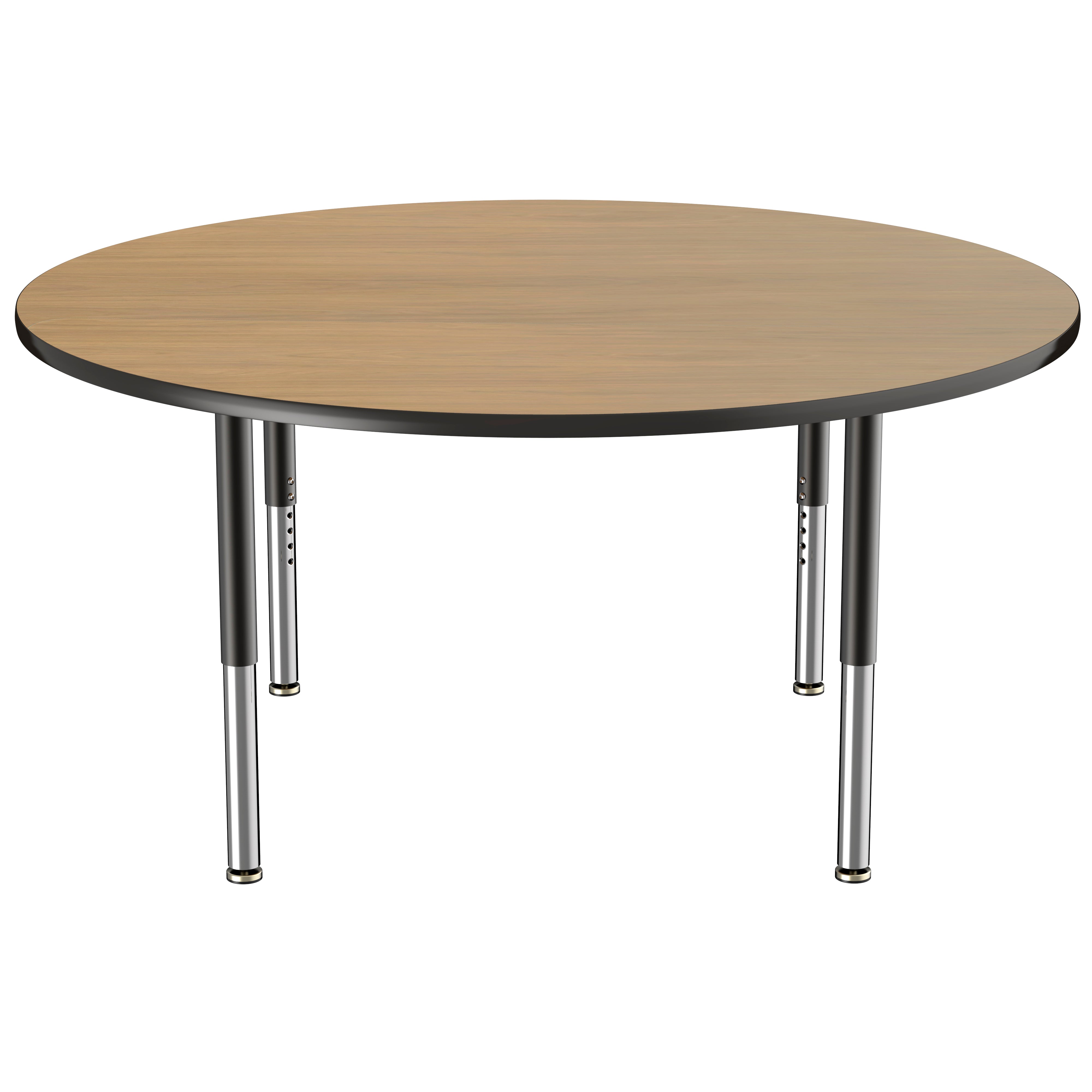 60" Round T-Molding Activity Table with Adjustable Super Legs - Pasadena Oak/Black