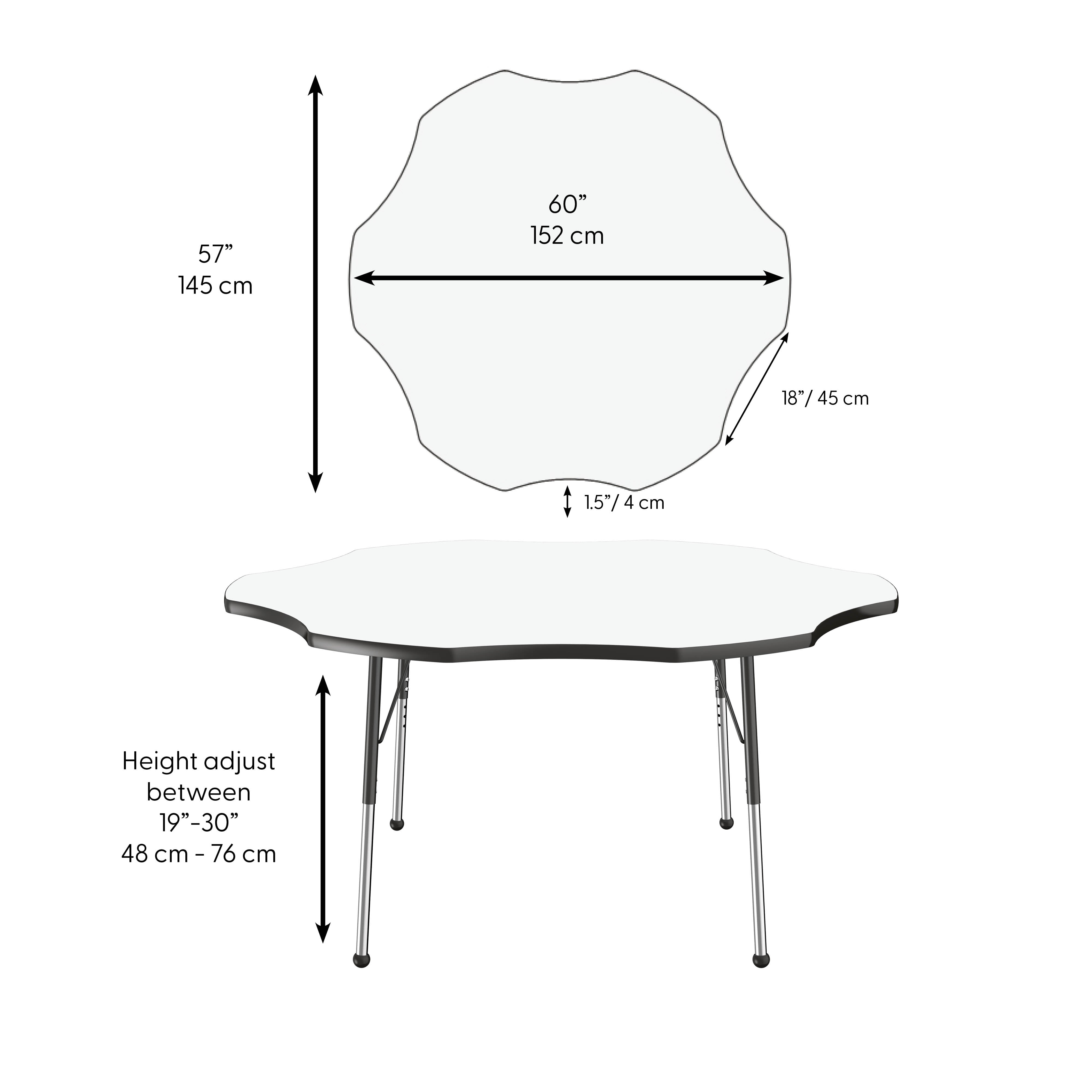 60" x 60" Flower Dry-Erase Activity Table with Adjustable Standard Ball Glide Legs - Whiteboard/Black