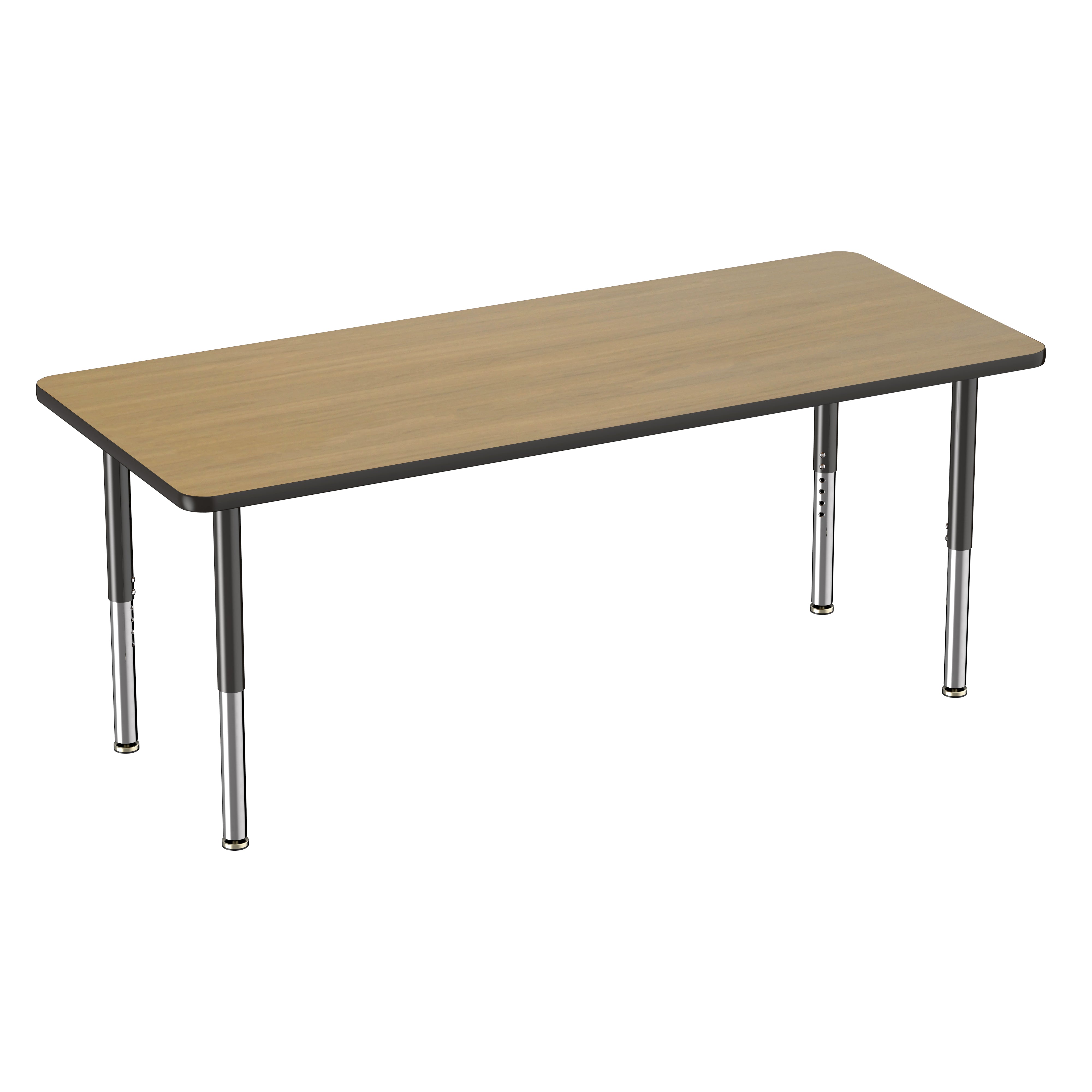 30" x 72" Rectangle Thermofused Activity Table with Adjustable Super Legs - Pasadena Oak/Black