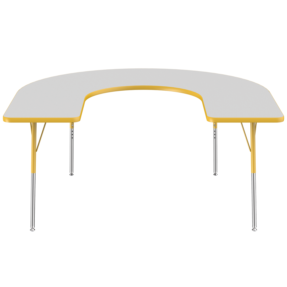60" x 66" Horseshoe T-Molding Activity Table with Adjustable Standard Swivel Glide Legs - Gray/Yellow