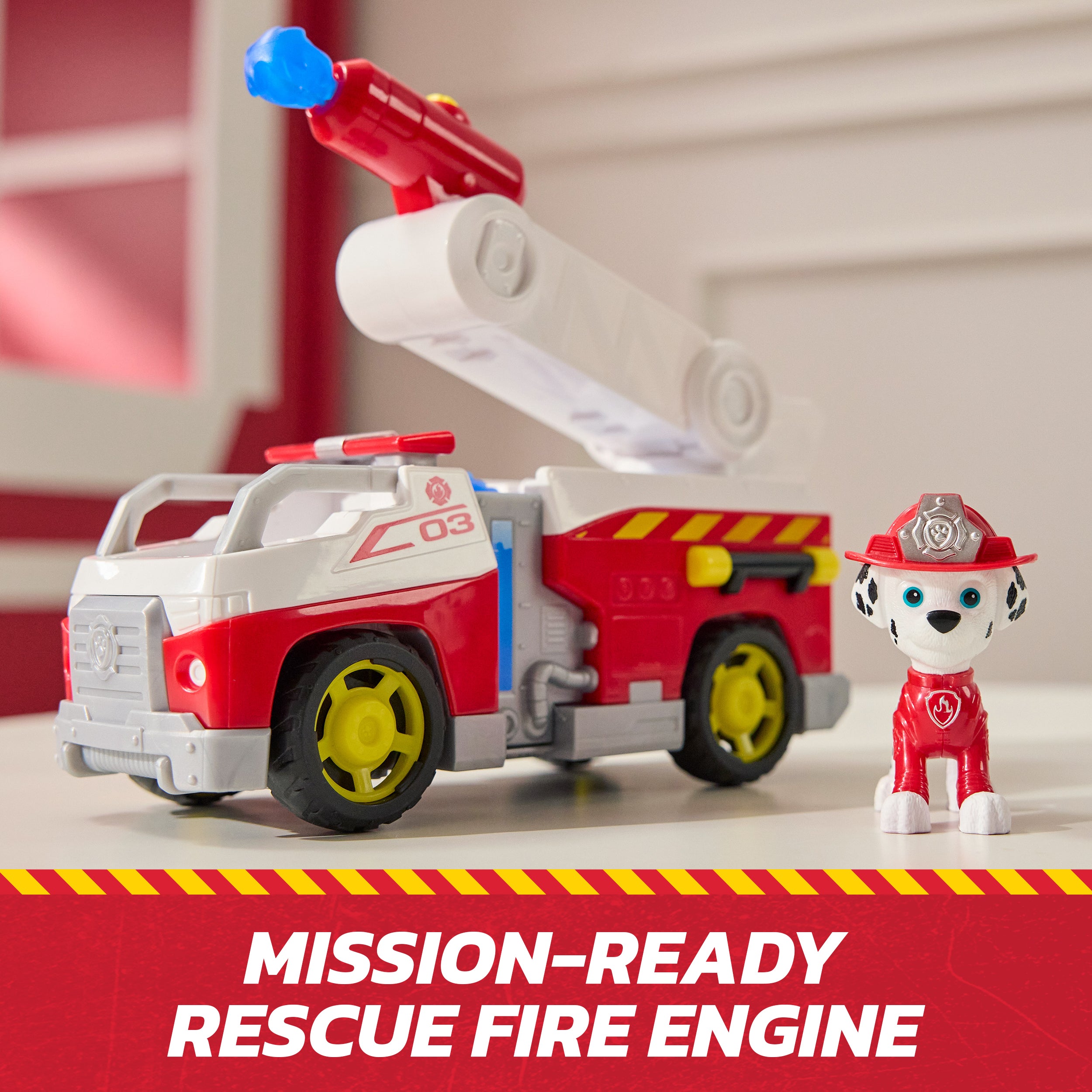 PAW Patrol Fire Rescue: Marshall Rescue Fire Engine with Action Figure & Projectile Launcher & Toy Truck, Kids Toys for Boys & Girls Ages 3 and Up