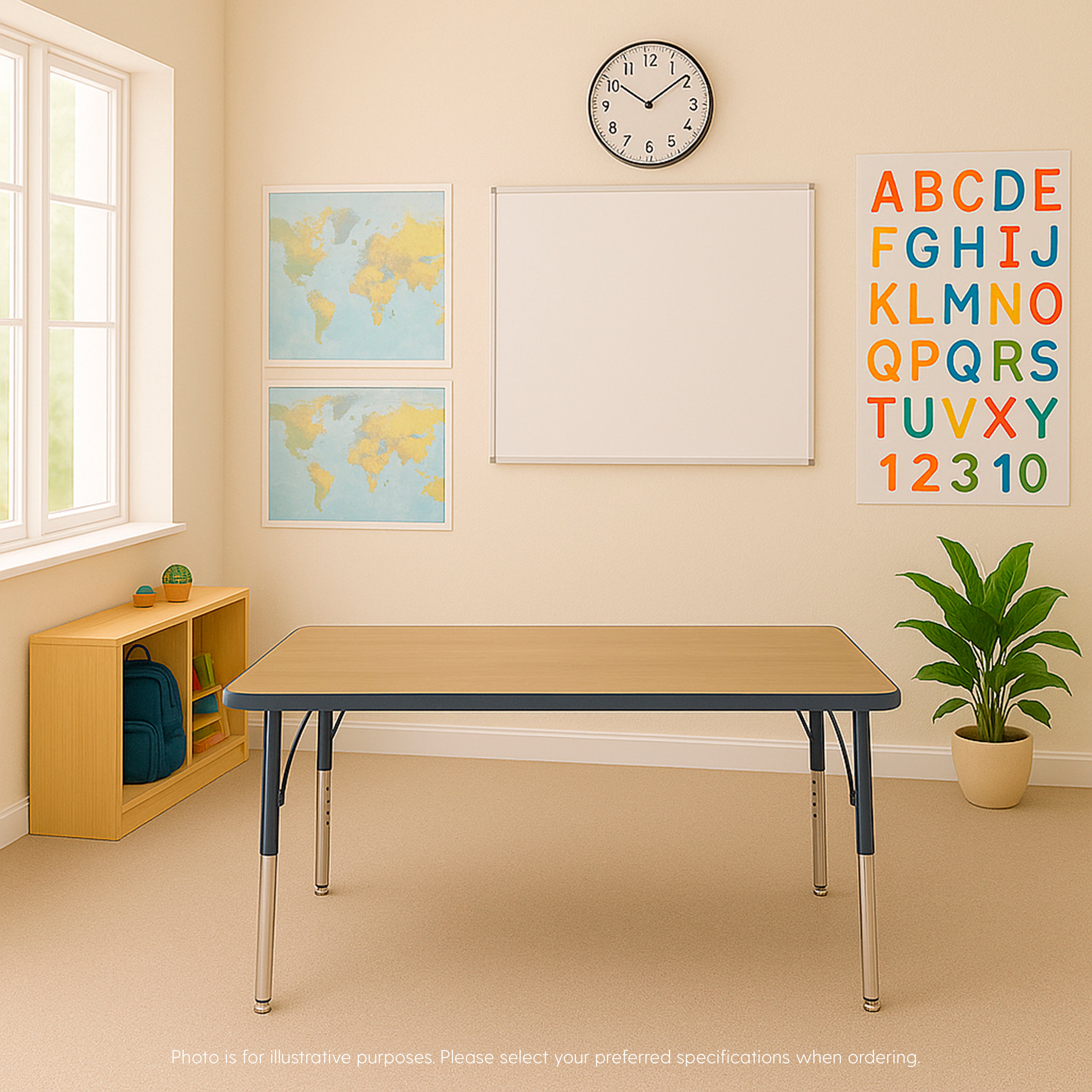 30" x 60" Rectangle T-Molding Activity Table with Adjustable Super Legs - Pasadena Oak/Black