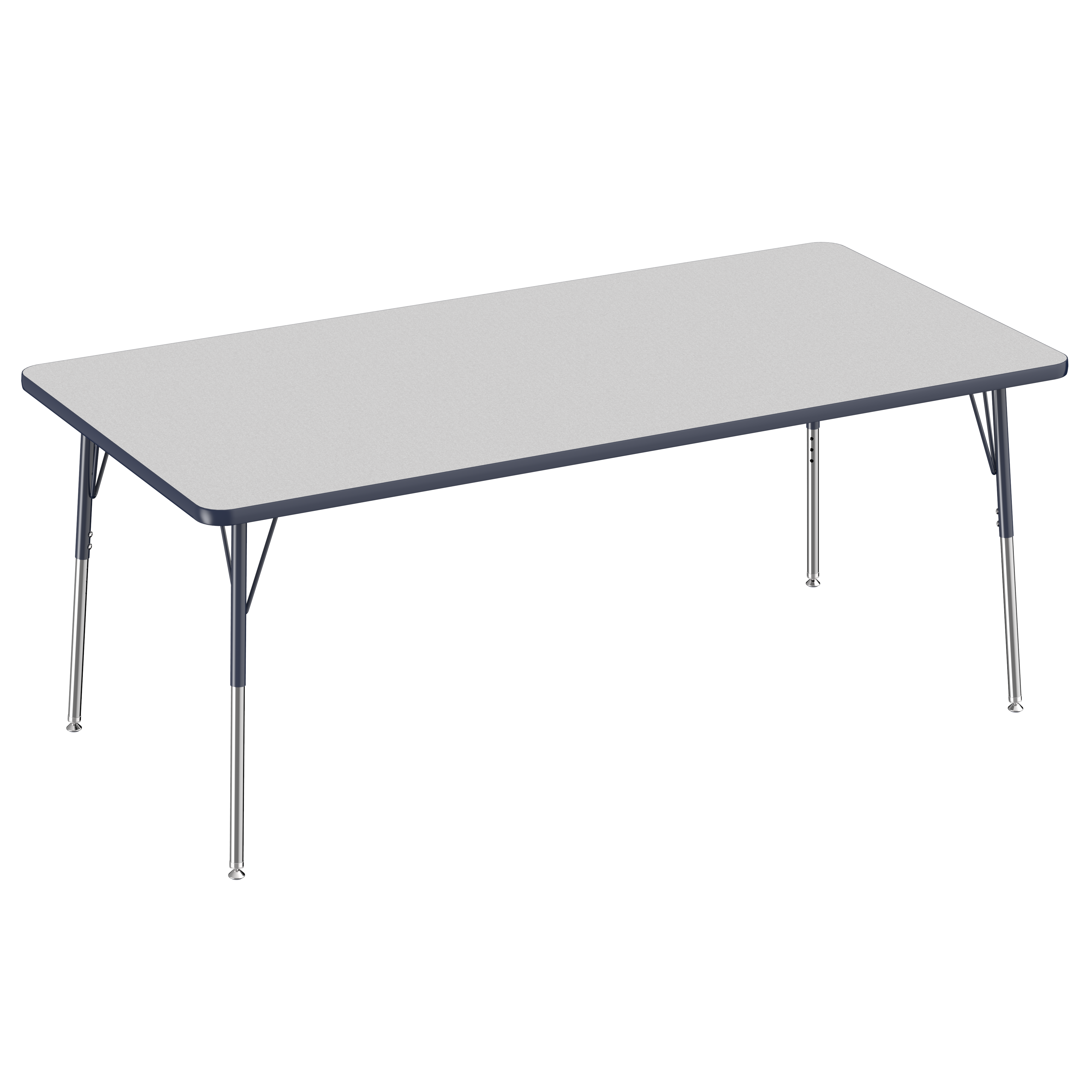 36" x 72" Rectangle T-Molding Activity Table with Adjustable Standard Swivel Glide Legs - Gray/Navy