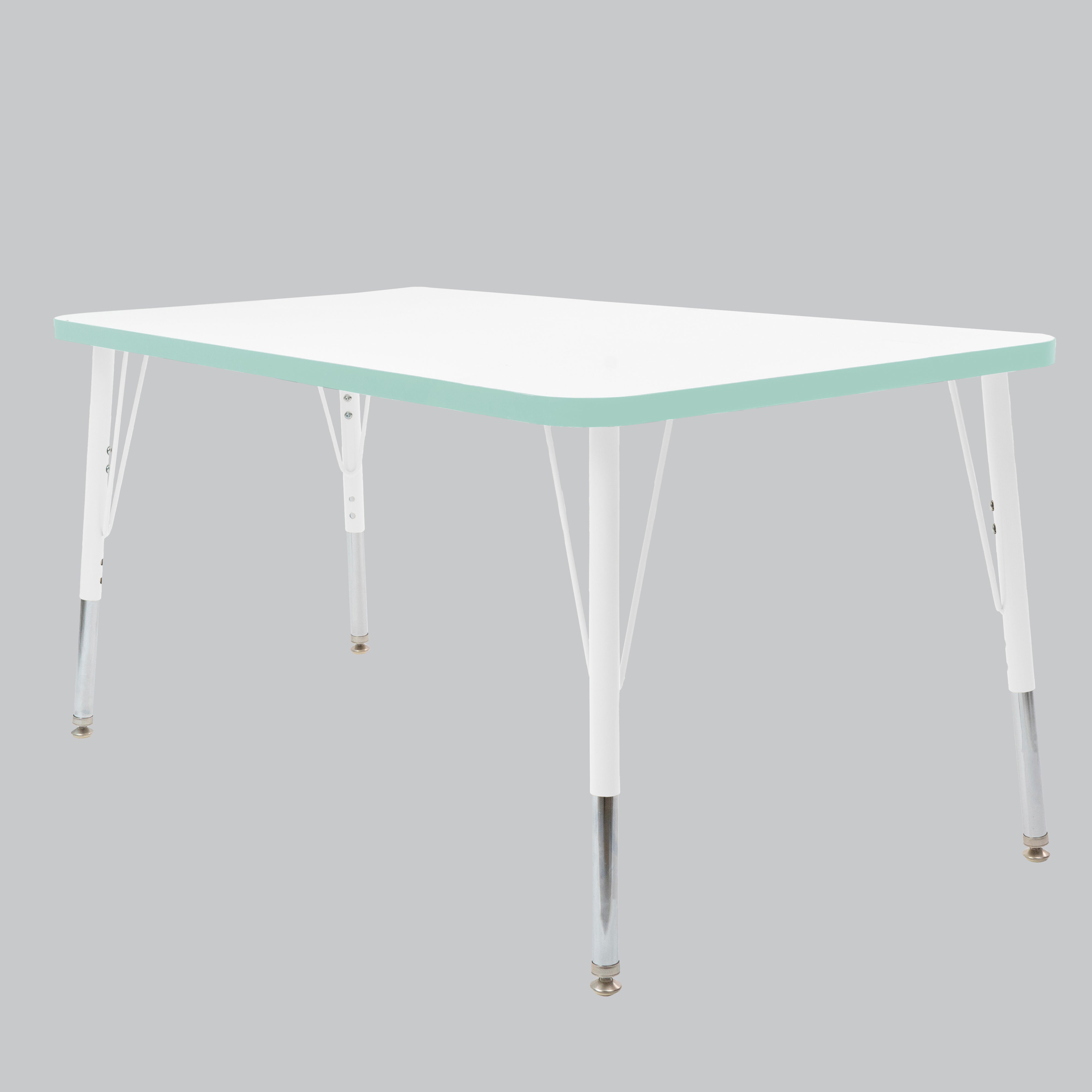30" x 48" Rectangle Thermofused Activity Table with Adjustable Standard Swivel Glide Legs - White/Seafoam/White