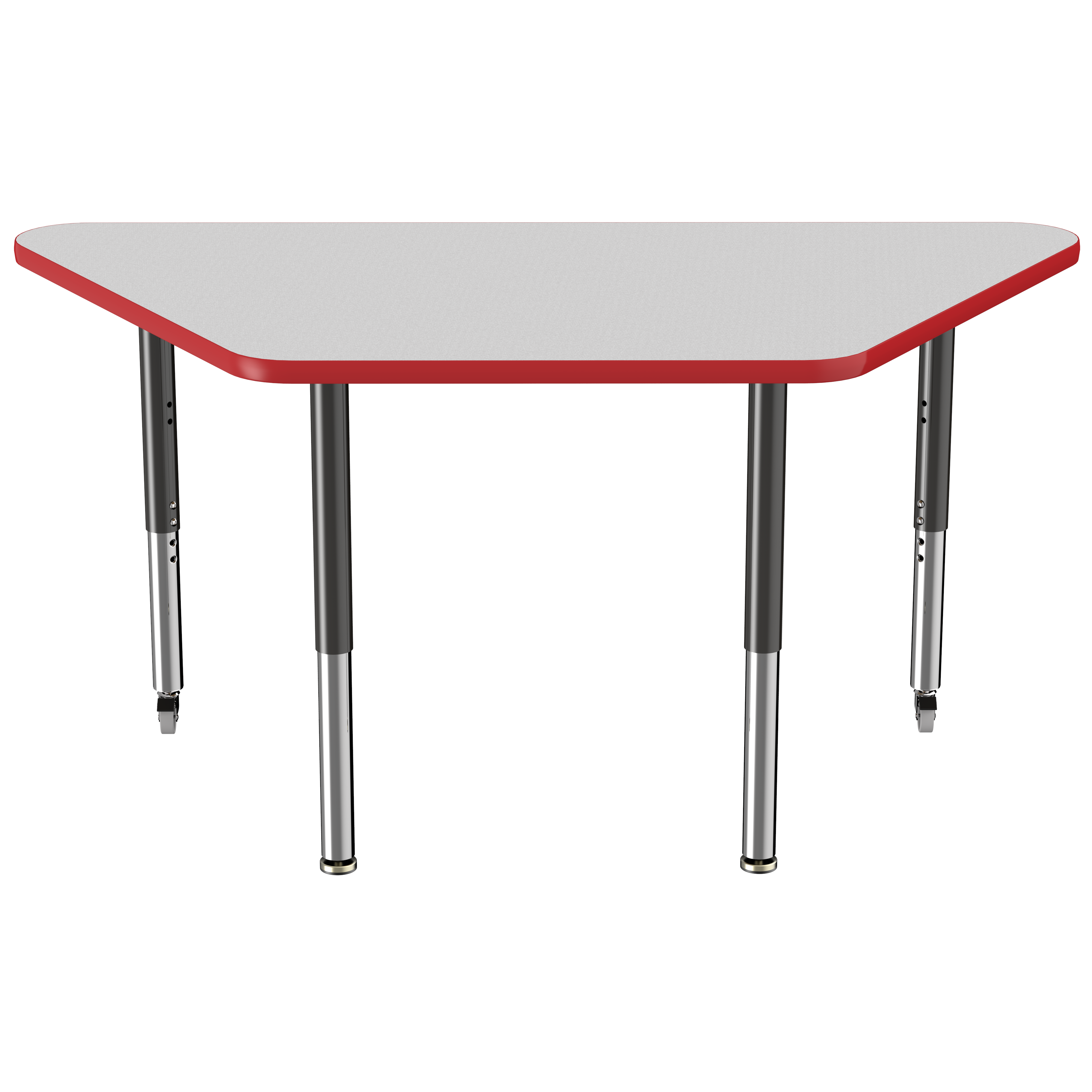 30" x 60" Trapezoid T-Molding Activity Table with Adjustable Super Legs - Gray/Red/Black