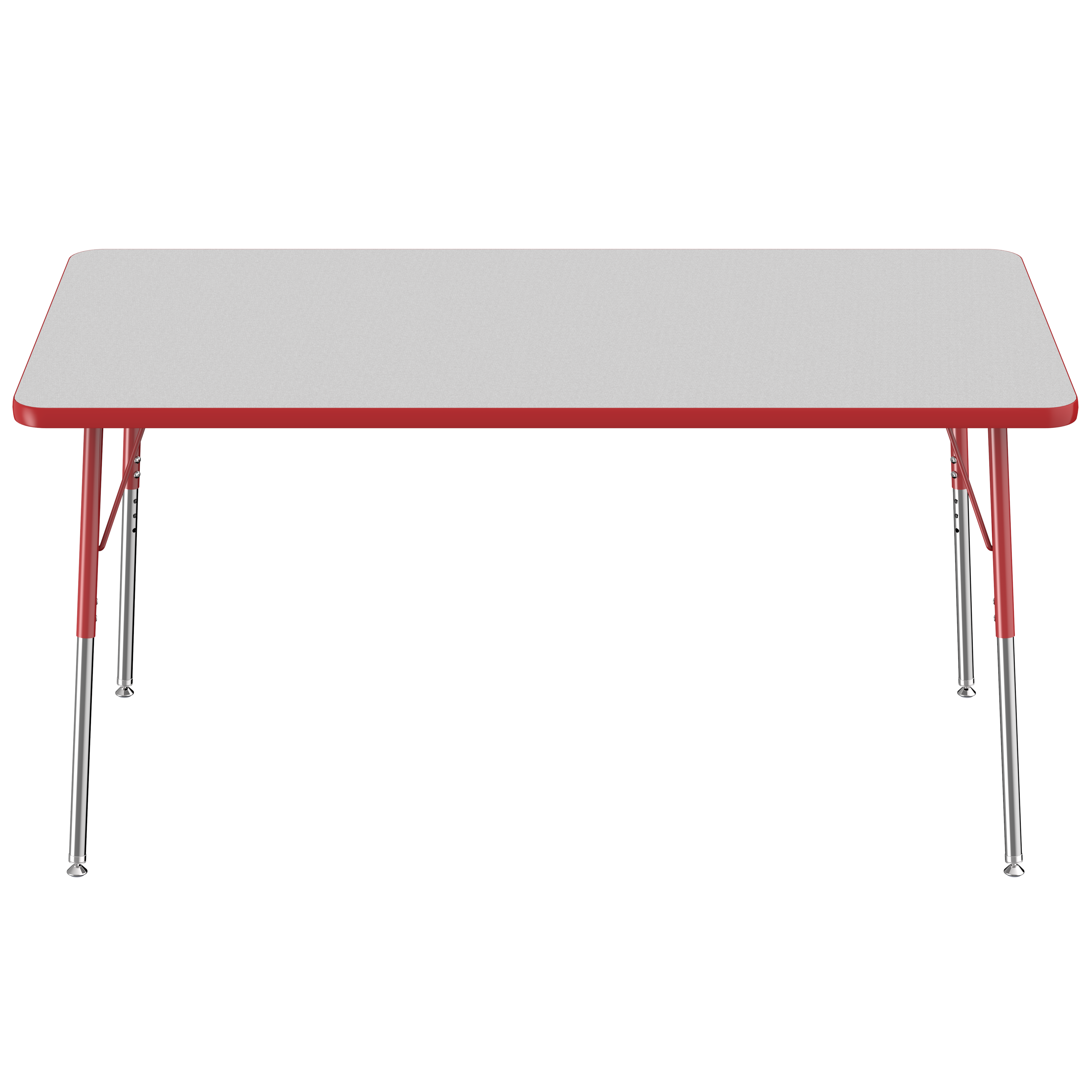 36" x 60" Rectangle T-Molding Activity Table with Adjustable Standard Swivel Glide Legs - Gray/Red