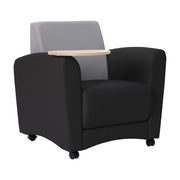 Pro Series Upholstered Common Area Chair with Tablet - Black/Gray/Maple Grain