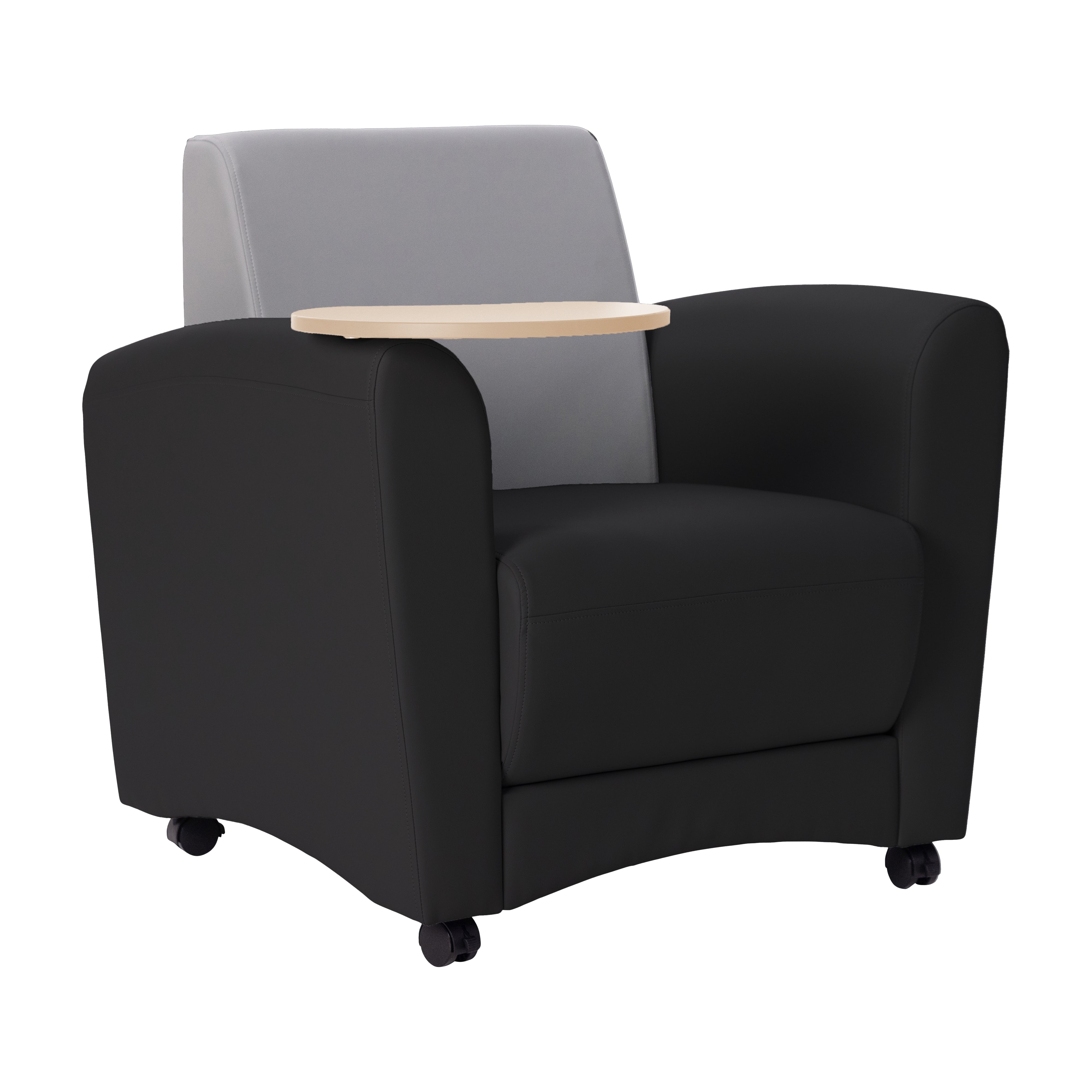 Pro Series Upholstered Common Area Chair with Tablet - Black/Gray/Maple Grain