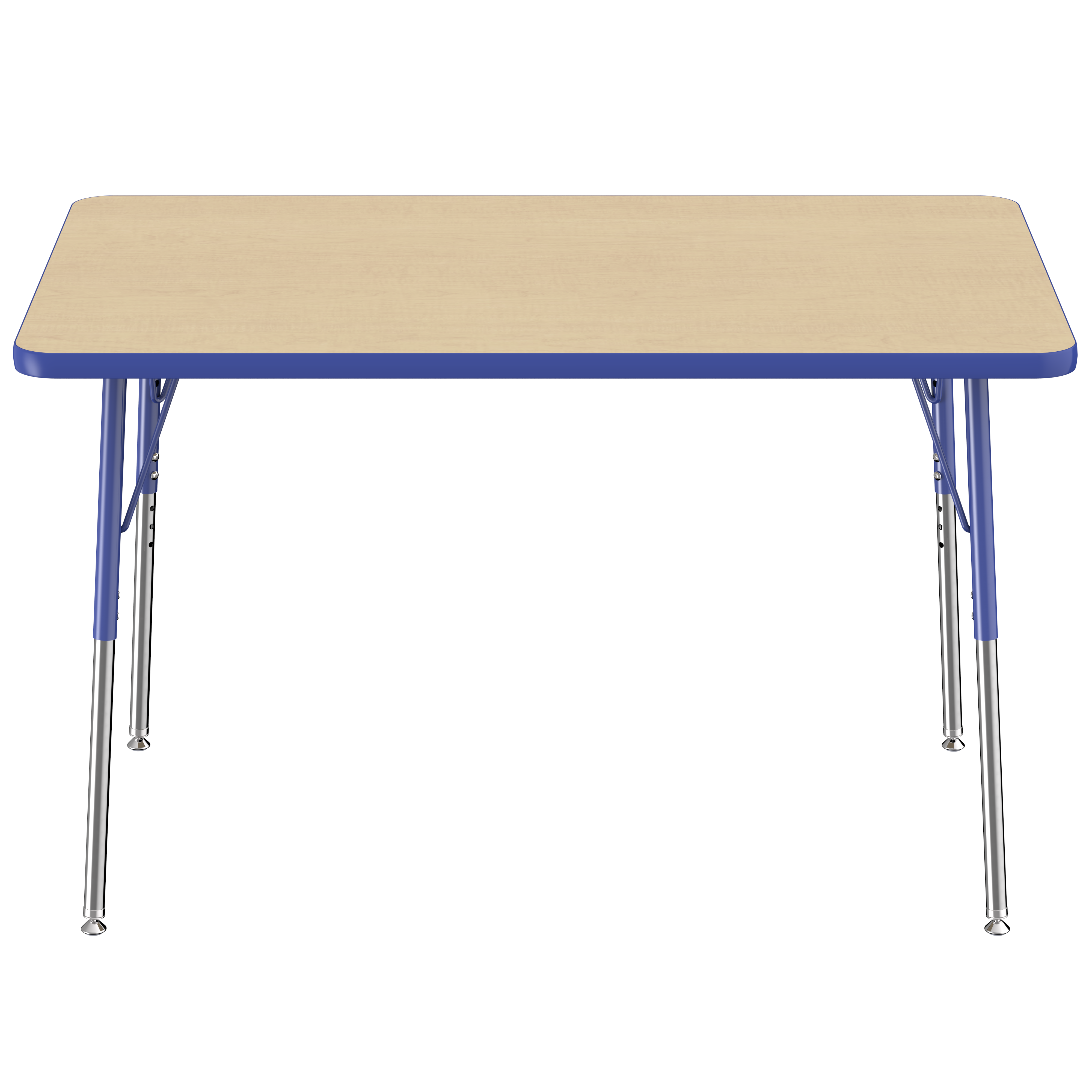 30" x 48" Rectangle T-Molding Activity Table with Adjustable Standard Swivel Glide Legs - Maple/Blue