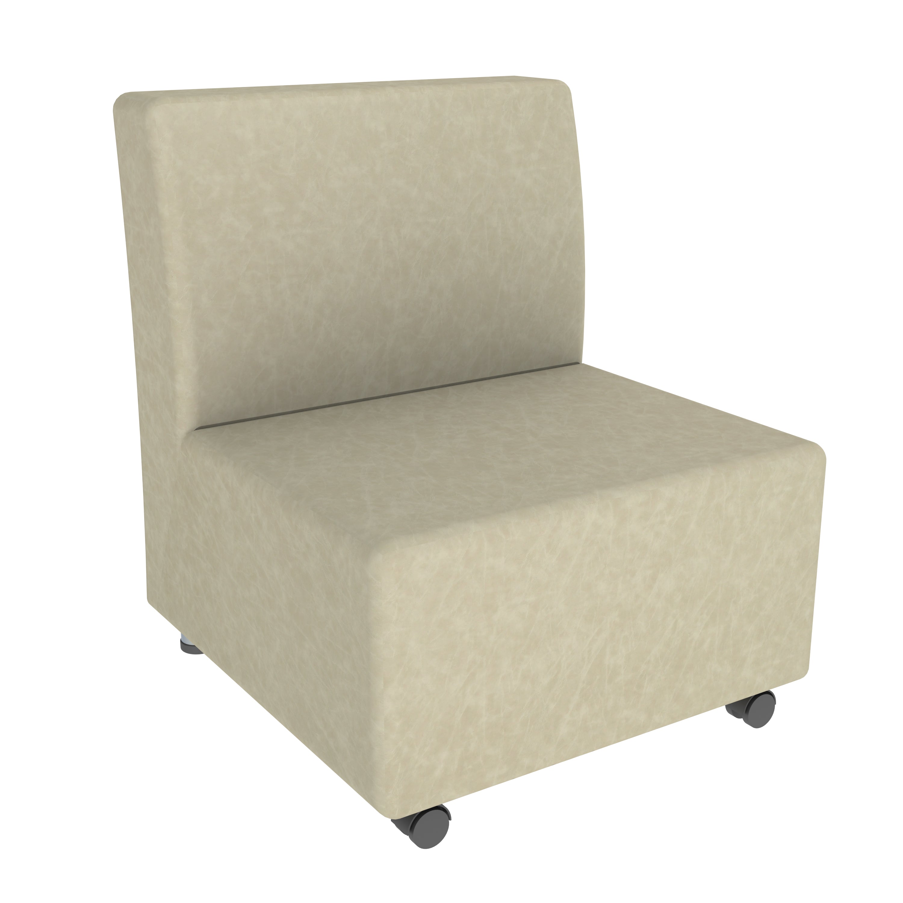 Pro Series Rustic Upholstered Armless Mobile Chair - Almond