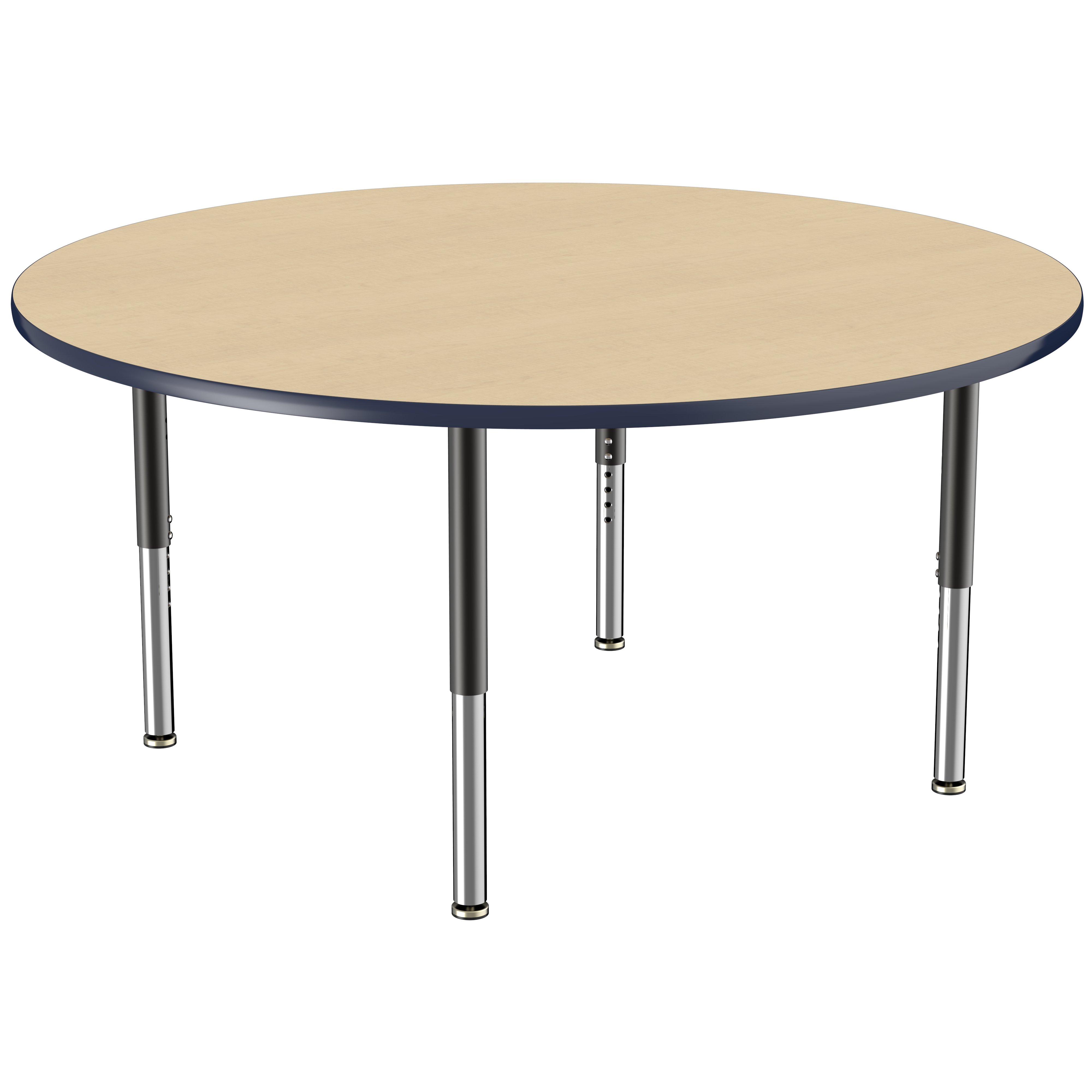 60" Round T-Molding Activity Table with Adjustable Super Legs - Maple/Navy/Black